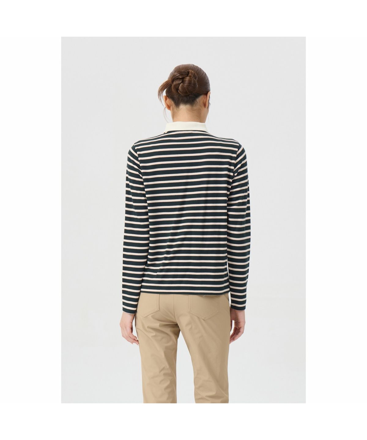 골든베어(GOLDEN BEAR) (여성) Striped Ponte Collar T-shirt G5TAW26007GRX