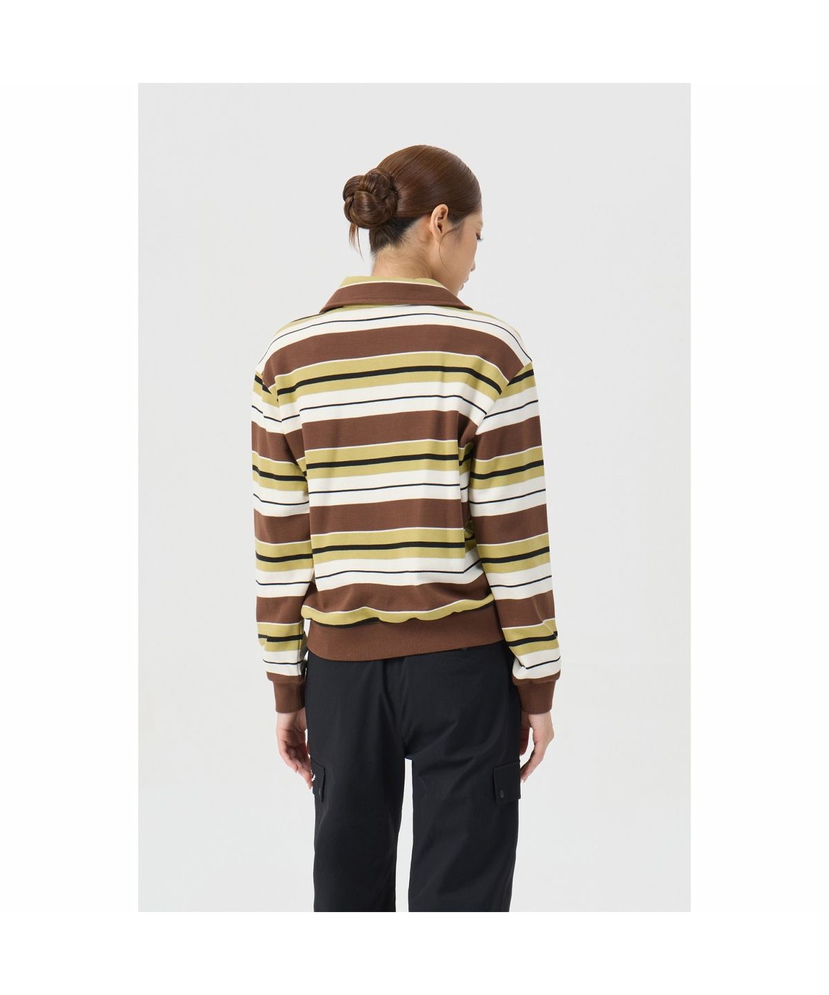 골든베어(GOLDEN BEAR) (여성) Stripe Half Zip-up T-shirt G5TAW26002BRX