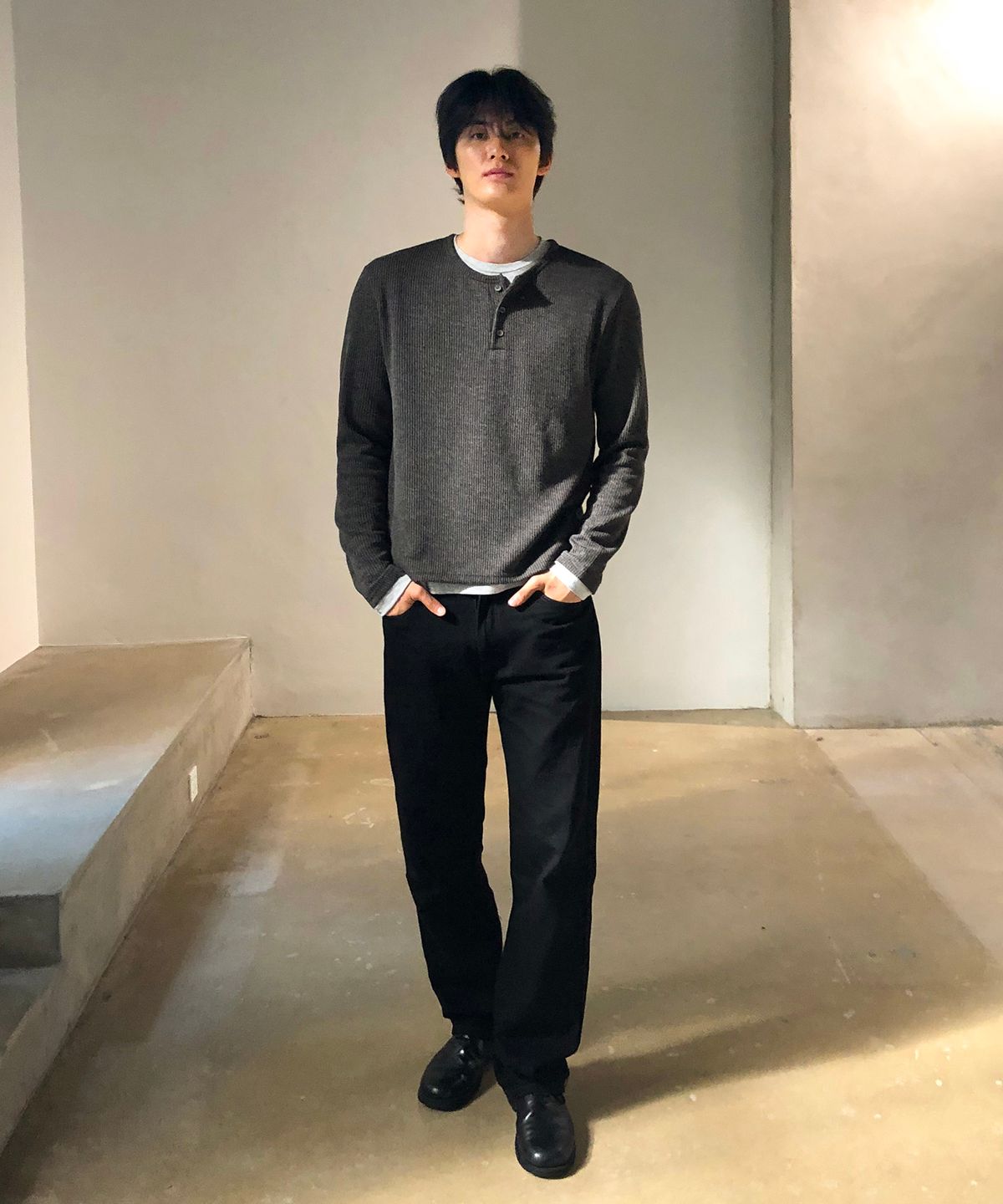 데이(THEY) 레이어드 골지 헨리넥 티셔츠_4 COLOR