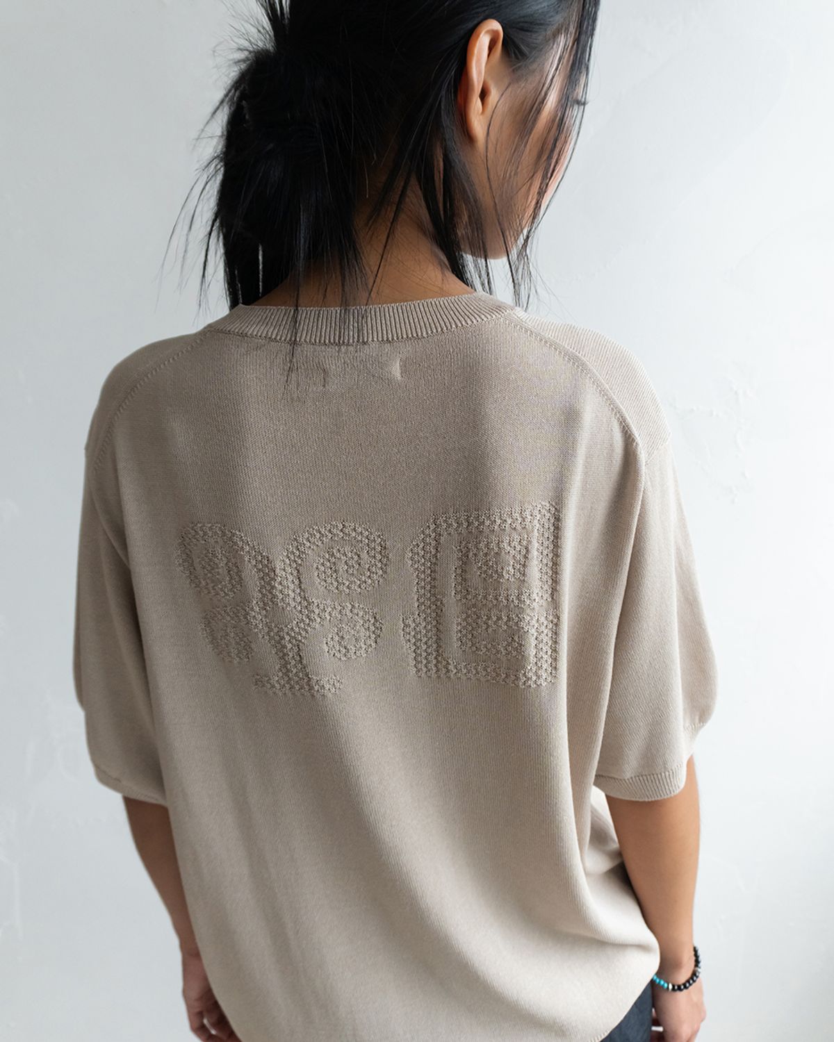 카락터(KARACTOR) Totem short sleeve knit / Ecru