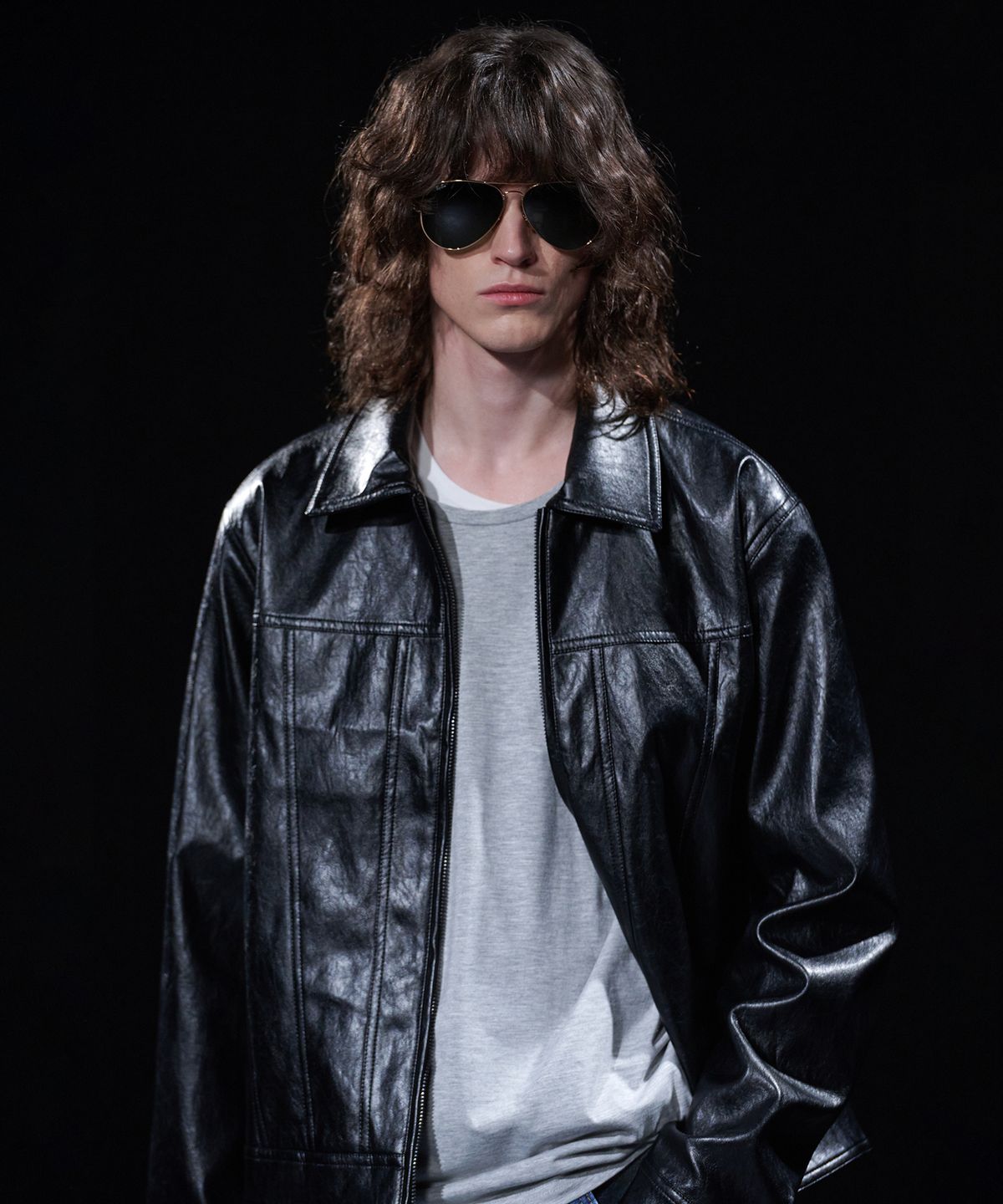 테이크이지(TAKEASY) [DMD] SEGMENT LEATHER JACKET - Black