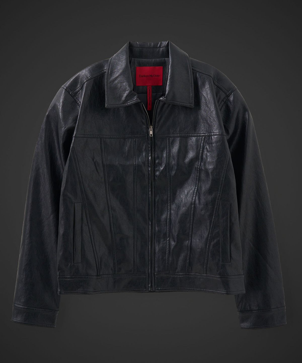 테이크이지(TAKEASY) [DMD] SEGMENT LEATHER JACKET - Black