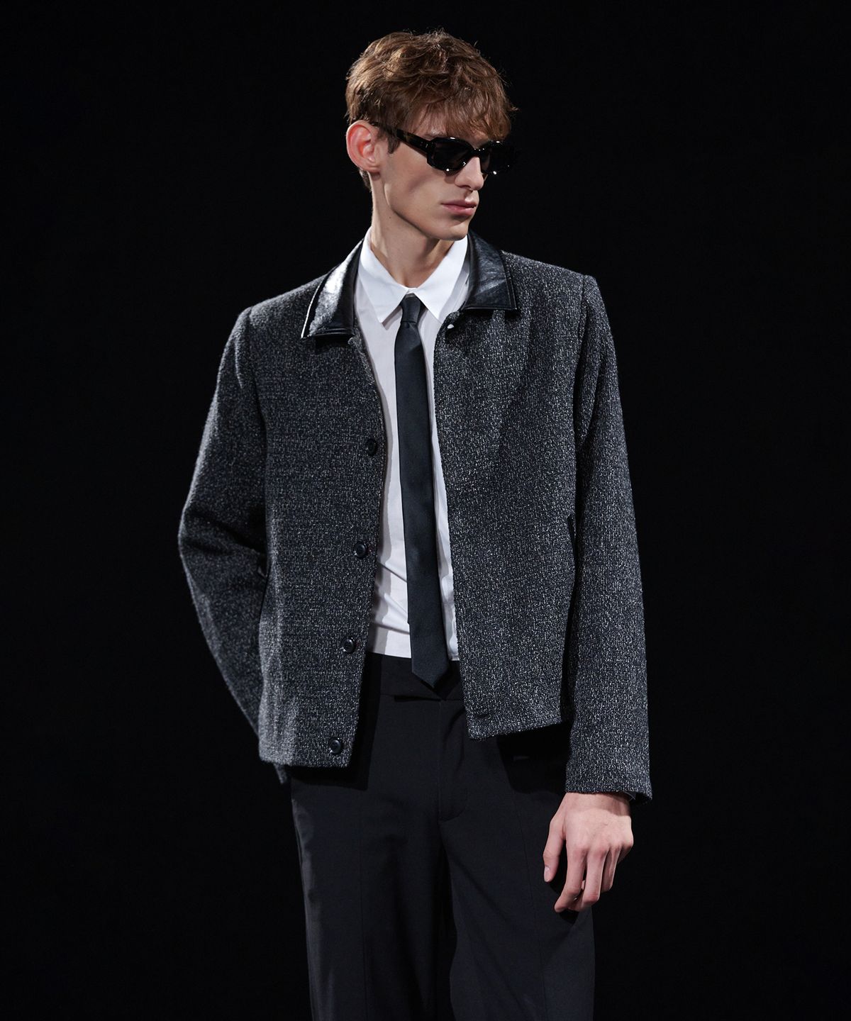 테이크이지(TAKEASY) [DMD] ALTERED TWEED JACKET - Black