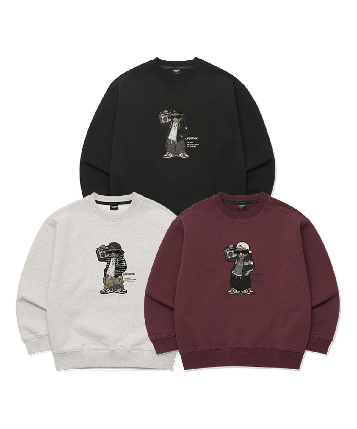 라이프워크 키즈(LIFEWORK KIDS) 키즈) 붐박스 힙독 아플리케 맨투맨