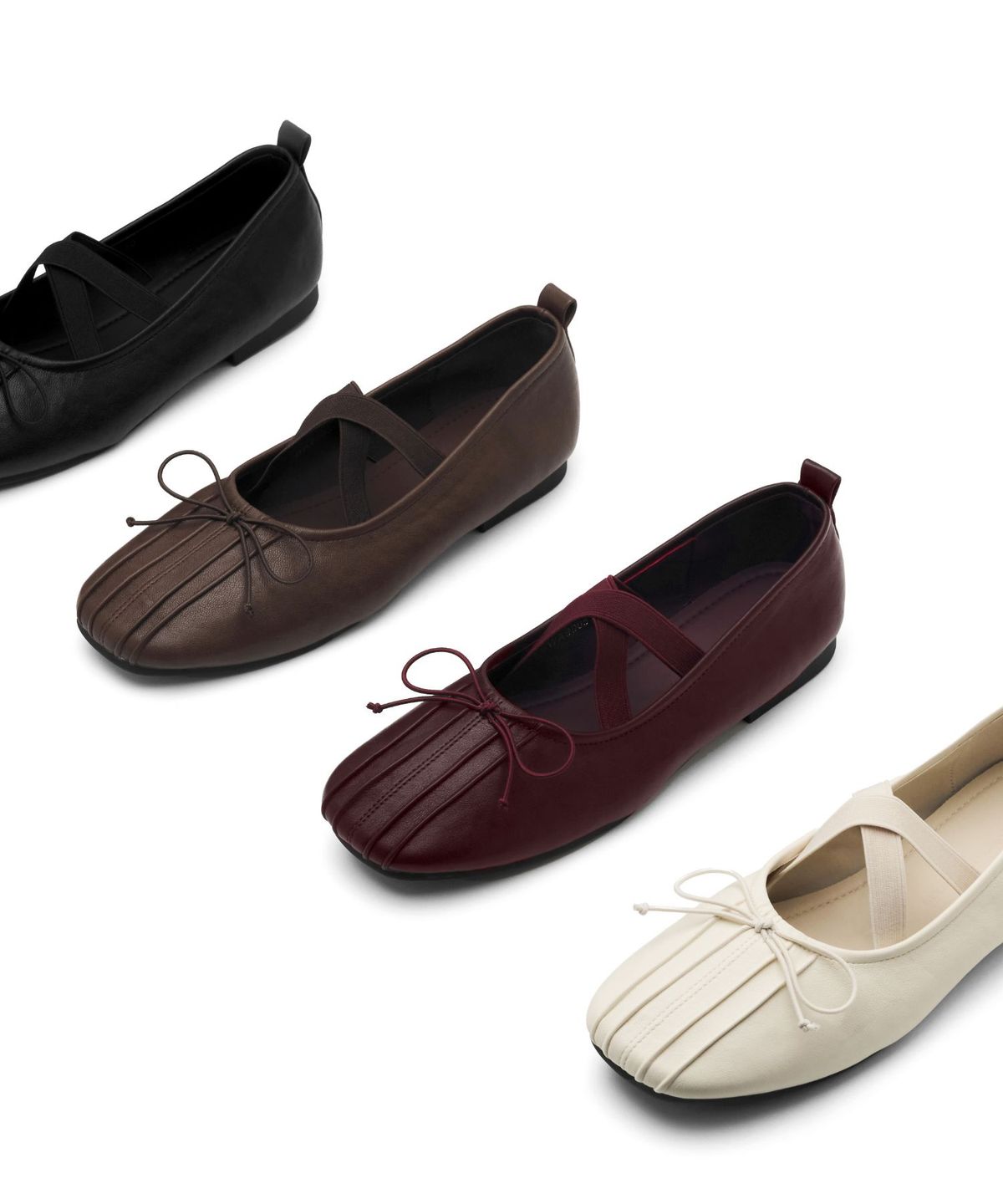 스퍼(SPUR) X-Strap pleats ballet flats 리본 X스트랩 플랫슈즈 2cm - WA9005 (4color)