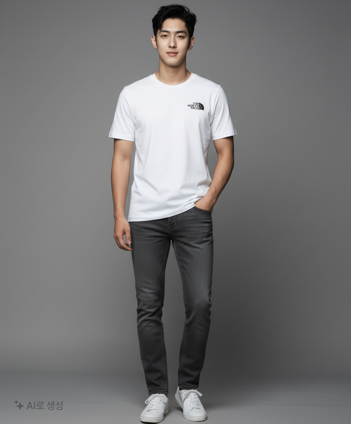 노스페이스(THE NORTH FACE) NT7UP00J 화이트라벨 코튼 반팔 라운드 티 105