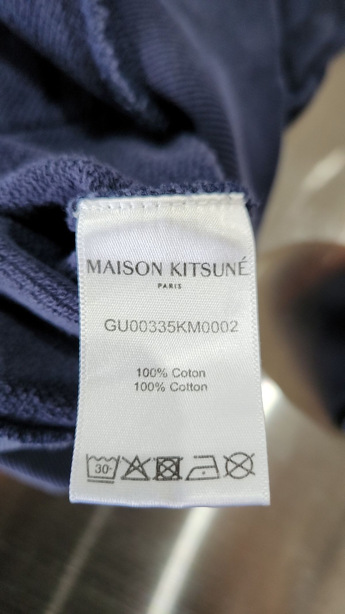 메종 키츠네(MAISON KITSUNE) 그레이 폭스헤드 후드 티셔츠 GU00335KM0002 P480 NAVY L