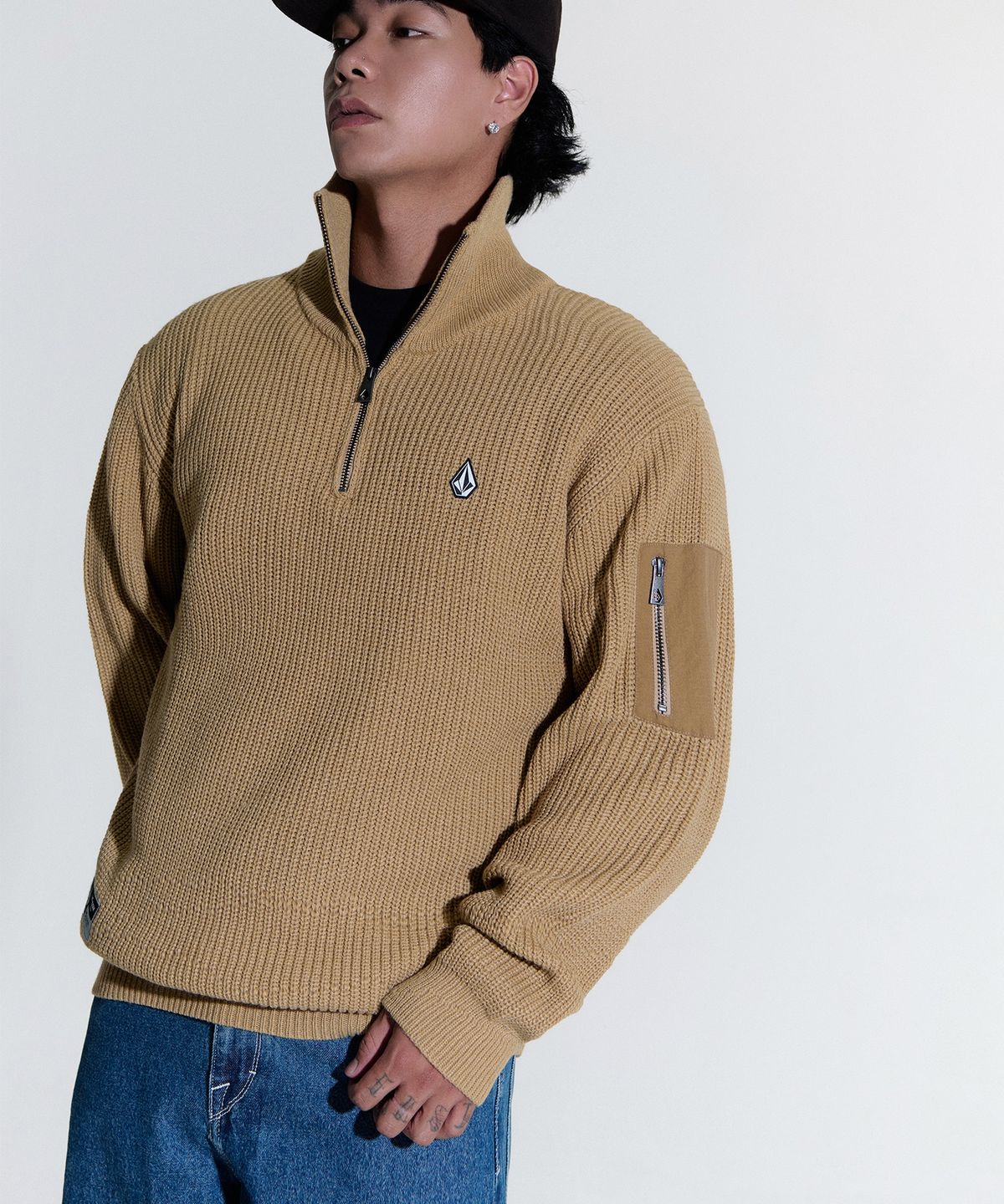볼컴(VOLCOM) 브릭 라운지 니트 하프 집업(베이지)