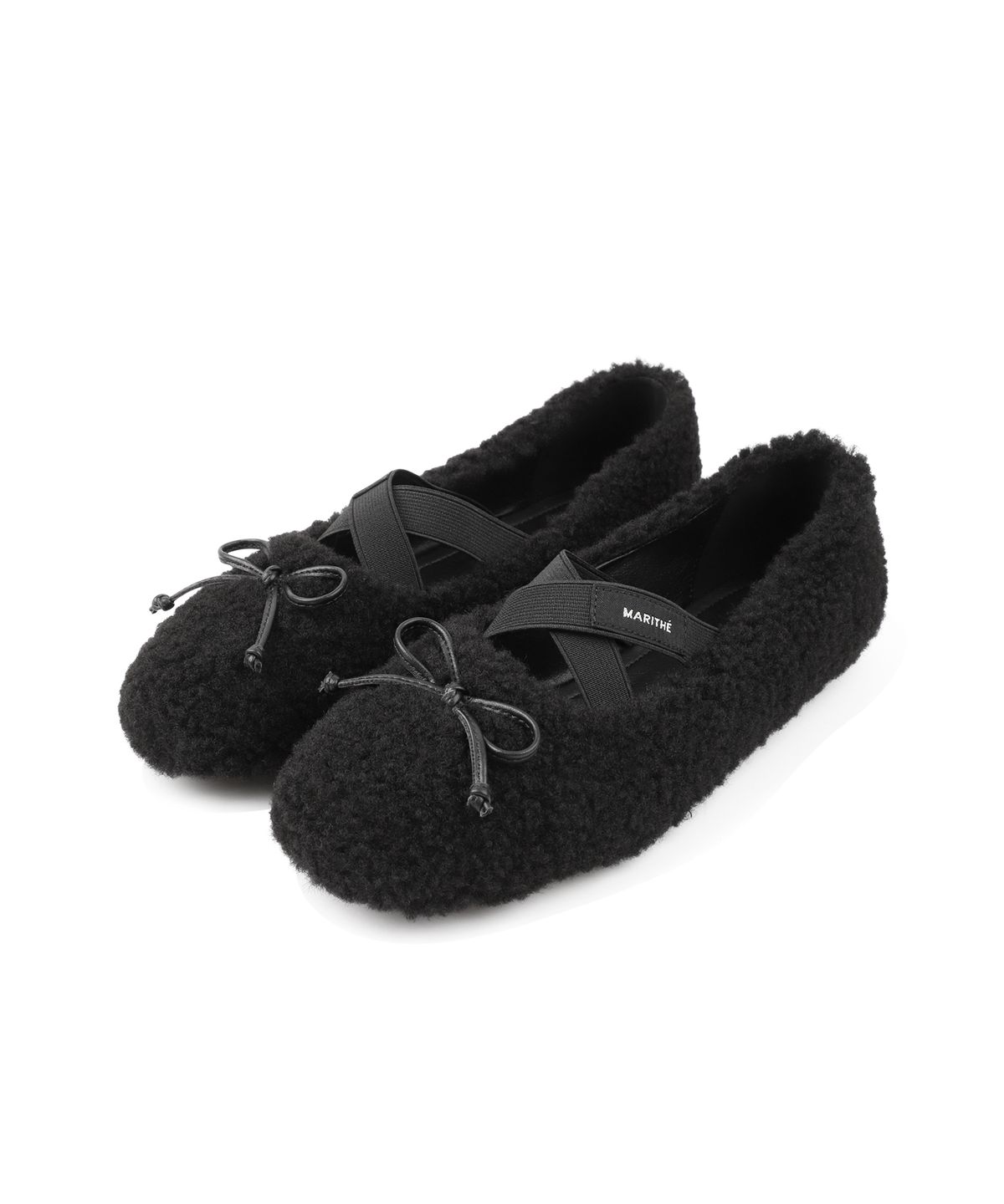 마리떼 프랑소와 저버(MARITHÉ + FRANҪOIS GIRBAUD) W CROSS BAND SHEARLING FUR FLAT black