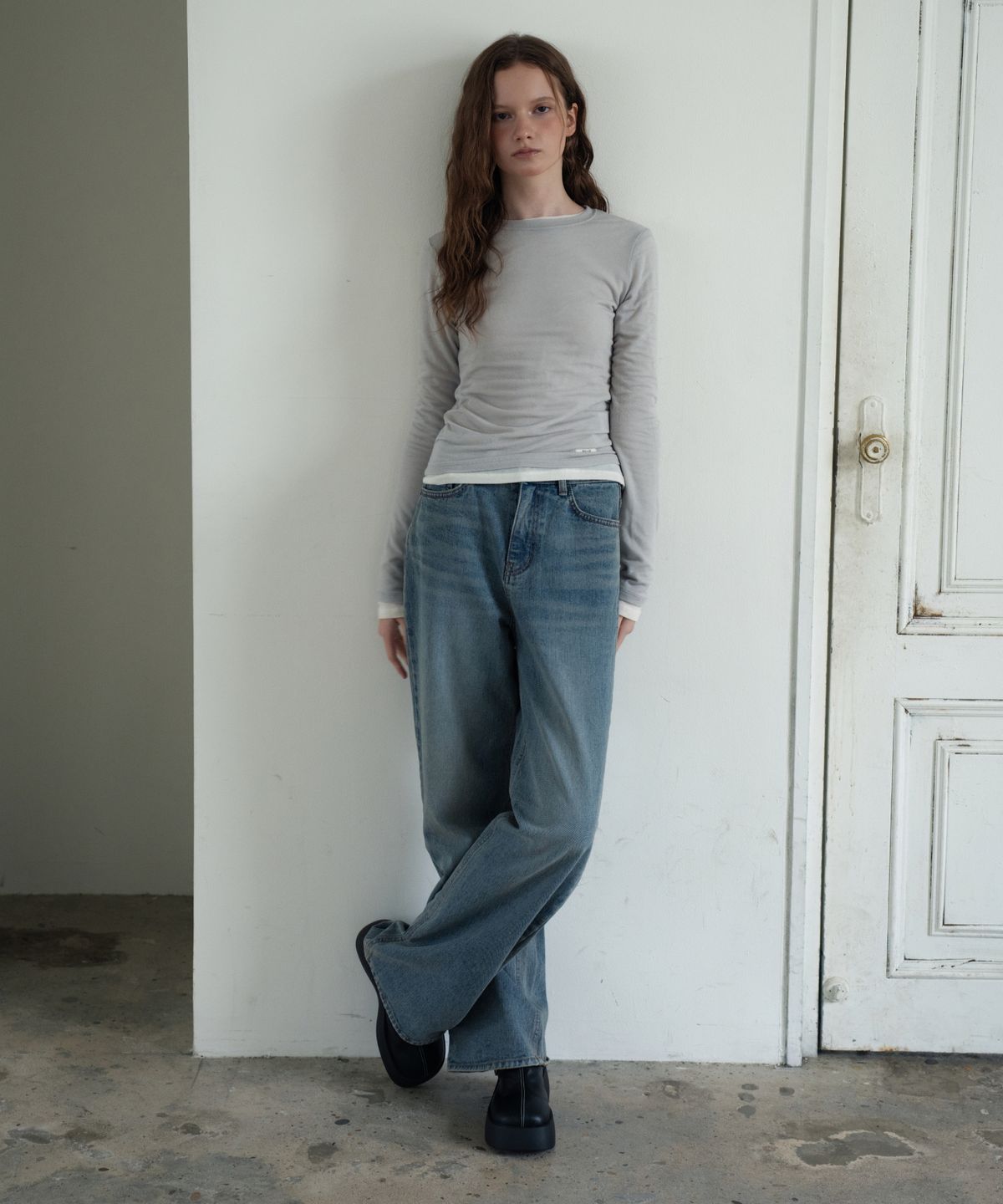 와르 포 우먼(WAARFORWOMAN) W1157 일자 와이드 팬츠_라이트블루