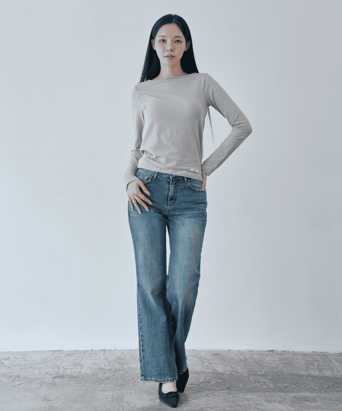 와르 포 우먼(WAARFORWOMAN) W1159 올브러쉬 부츠컷_미디엄블루