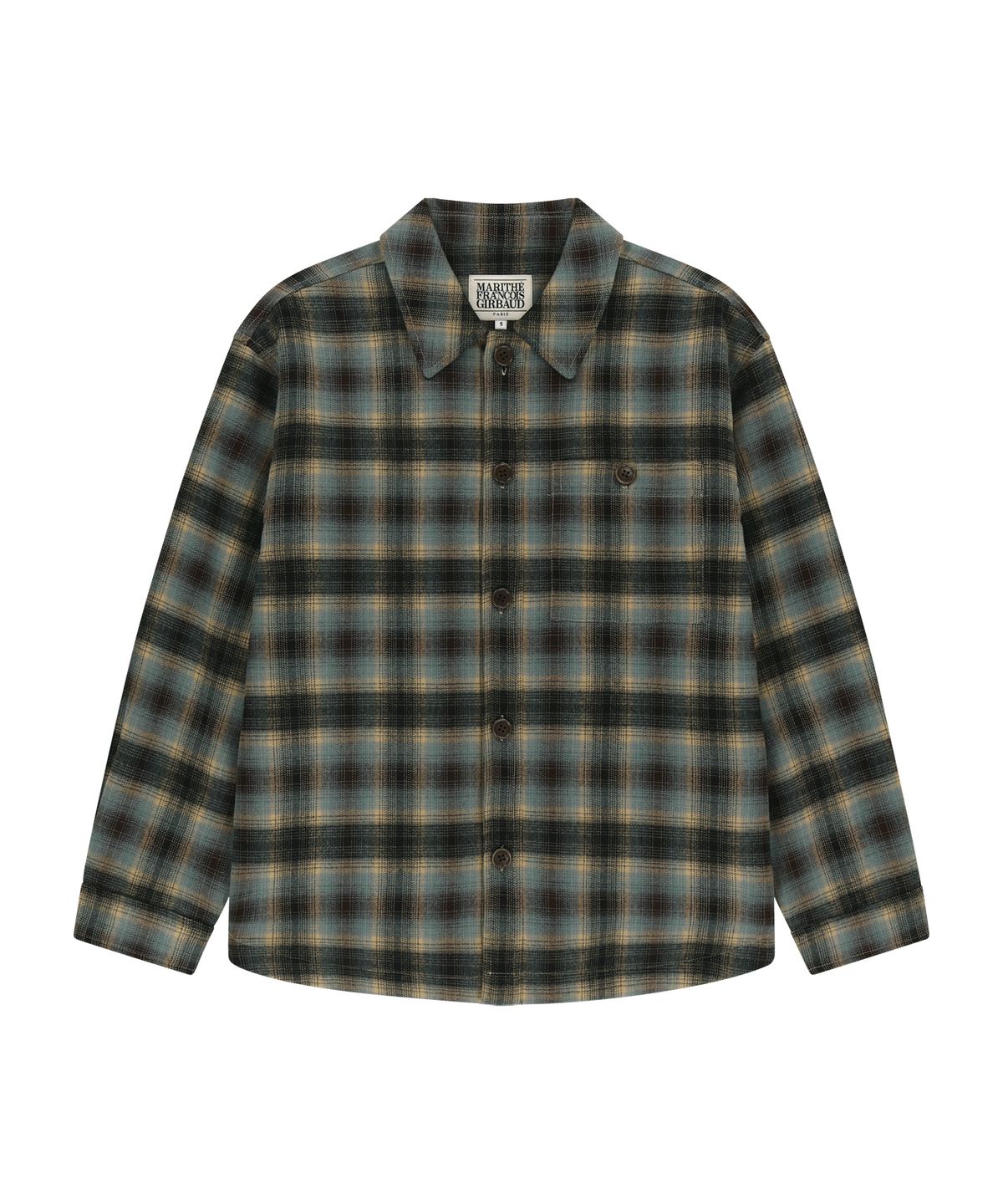 마리떼 프랑소와 저버(MARITHÉ + FRANҪOIS GIRBAUD) MICRO CLASSIC LOGO FLANNEL CHECK SHIRT PADDED JACKET brown