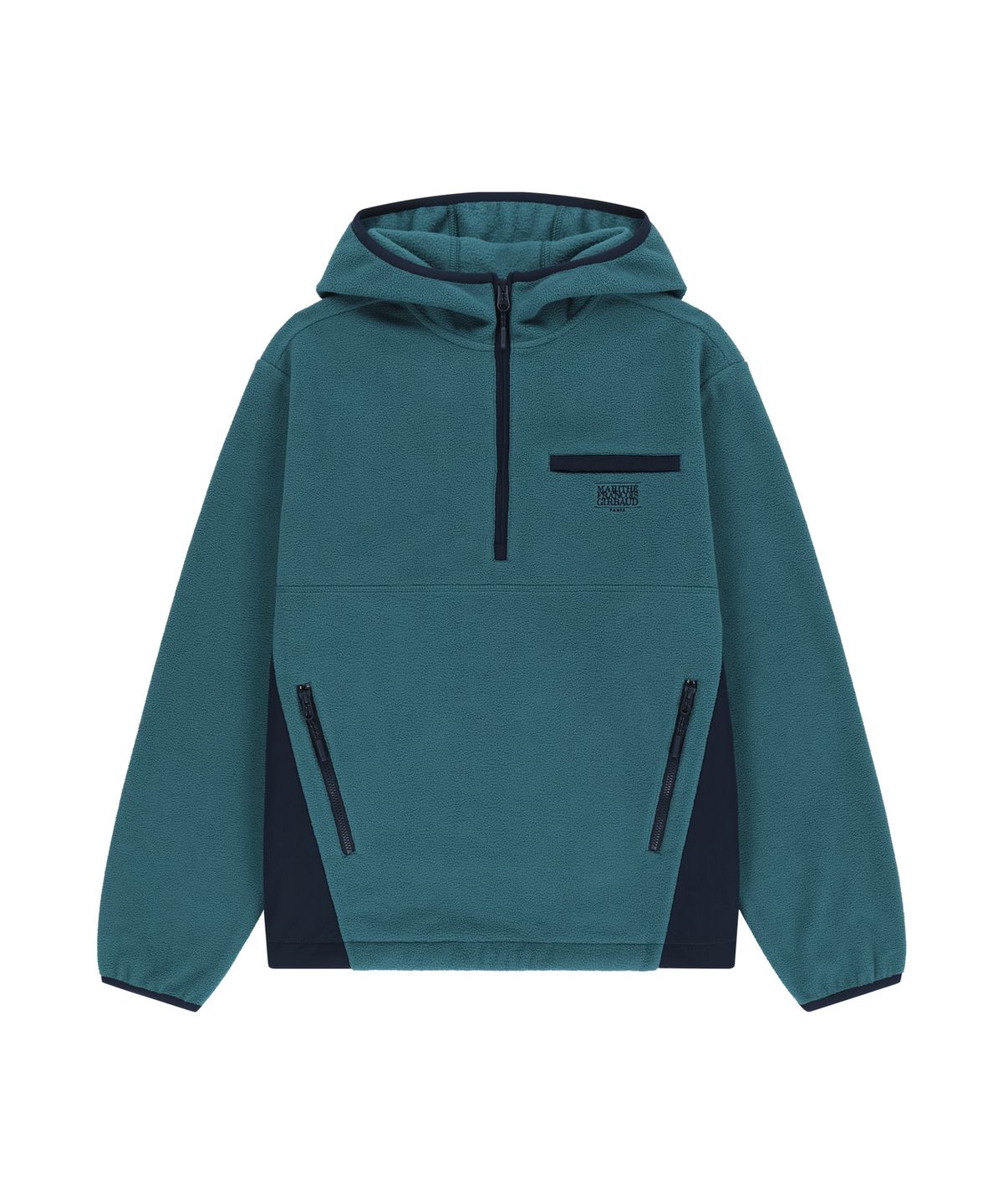 마리떼 프랑소와 저버(MARITHÉ + FRANҪOIS GIRBAUD) SMALL CLASSIC LOGO FLEECE HOODIE ANORAK teal