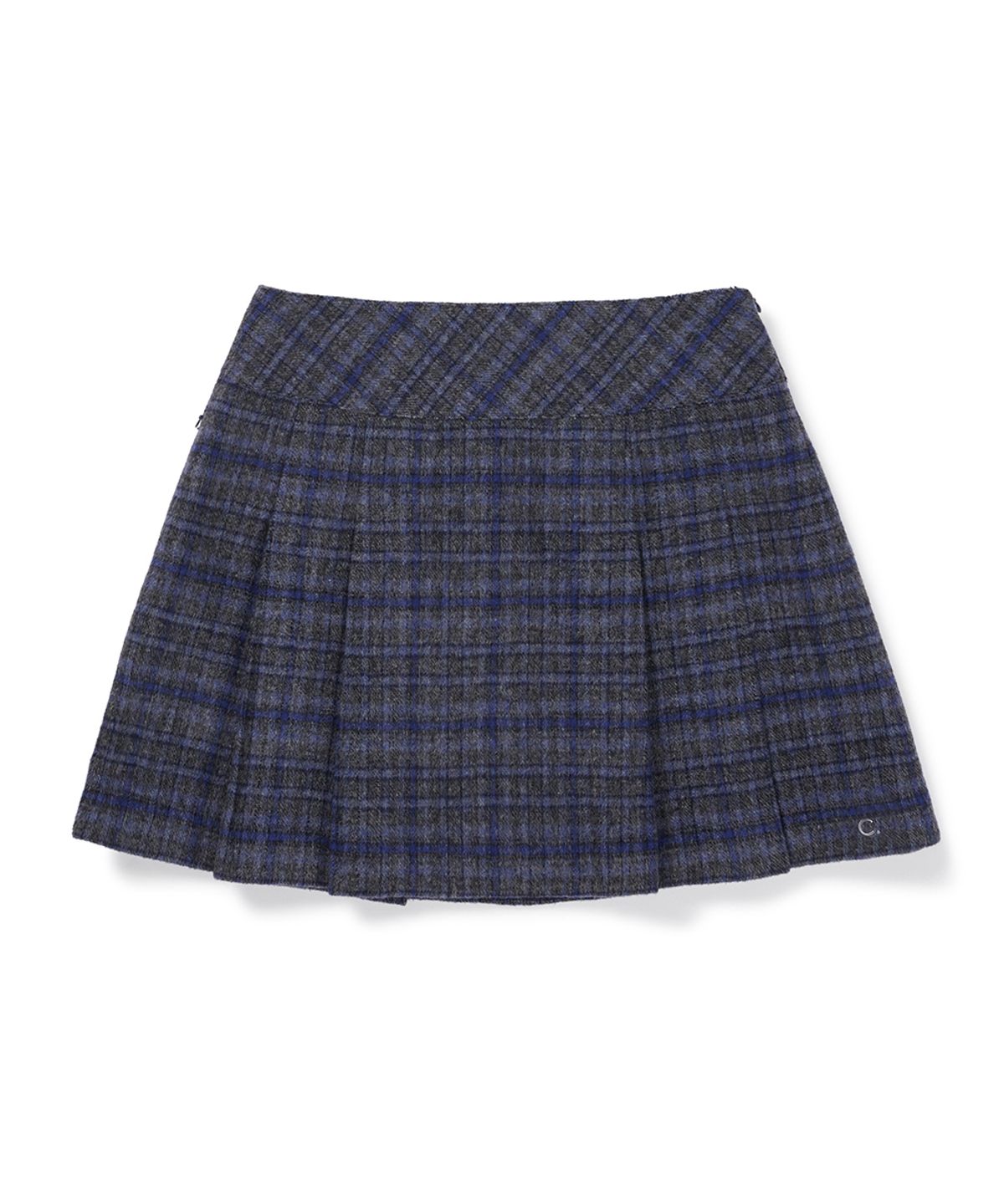 클로브(CLOVE) [26FW clove] Pleated Check Skirt (Navy)