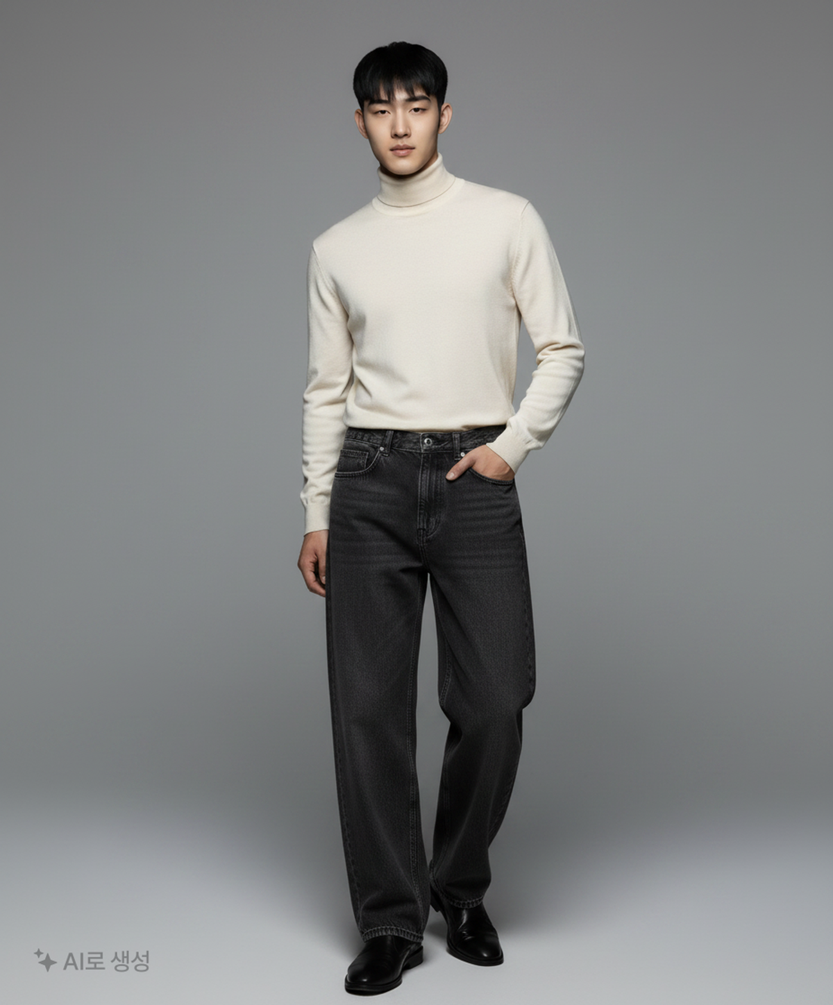 무신사 스탠다드(MUSINSA STANDARD) 린넨 라이크 와이드 데님 팬츠 [블랙] 85