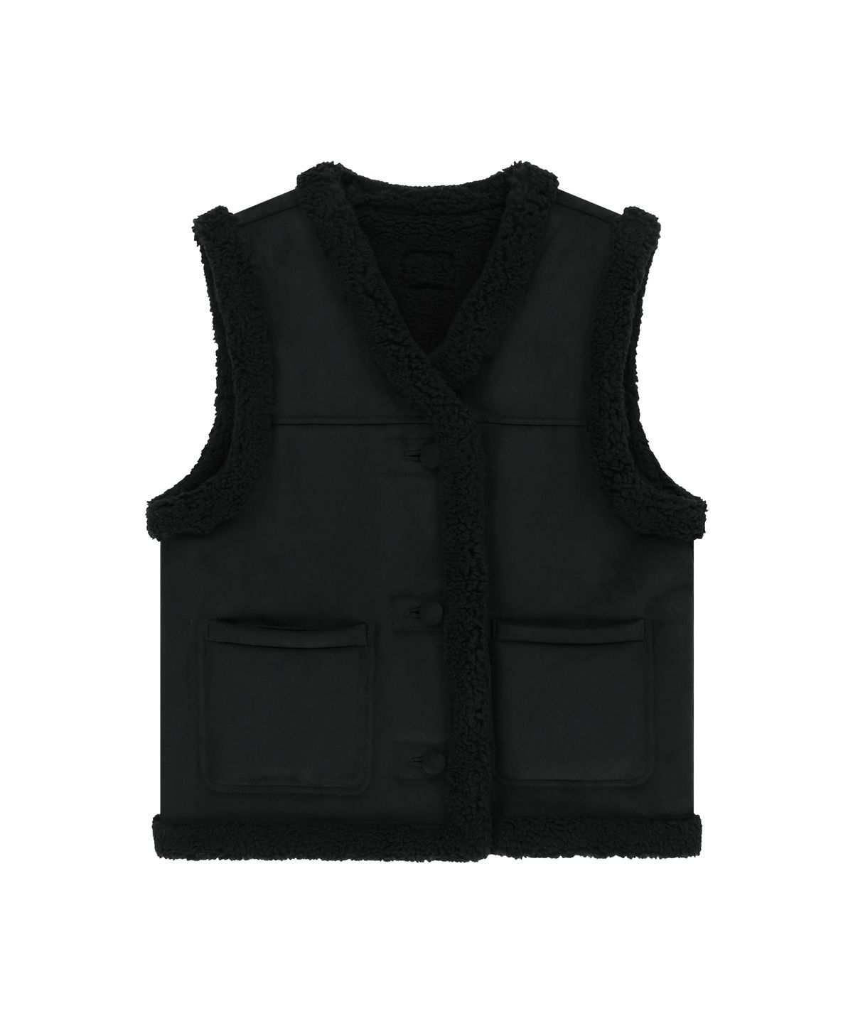 마리떼 프랑소와 저버(MARITHÉ + FRANҪOIS GIRBAUD) W V-NECK SHEARLING VEST black