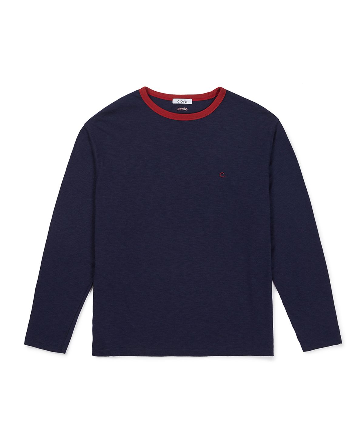 클로브(CLOVE) [26FW clove] Contrast Neck Point T-Shirt (Navy)