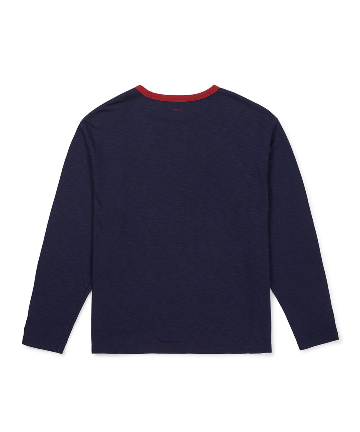 클로브(CLOVE) [26FW clove] Contrast Neck Point T-Shirt (Navy)