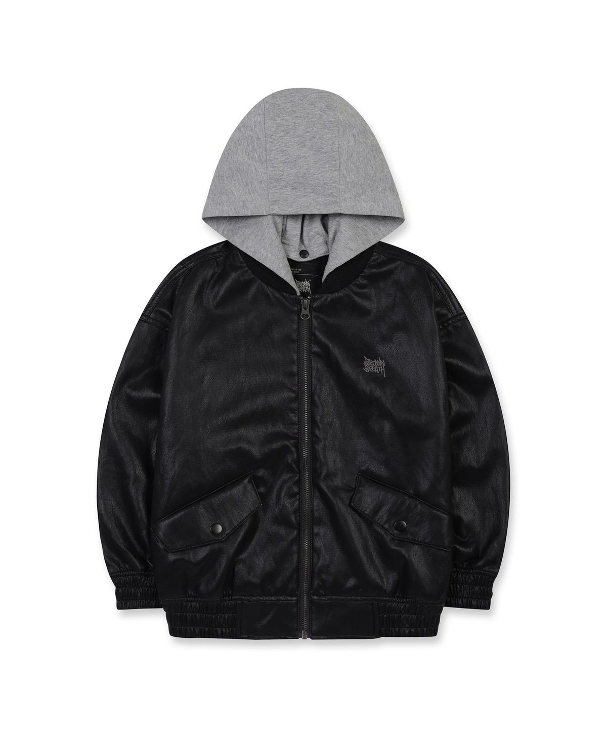 브라운브레스 키즈(BROWNBREATH KIDS) KIDS LEATHER HOOD JACKET - BLACK