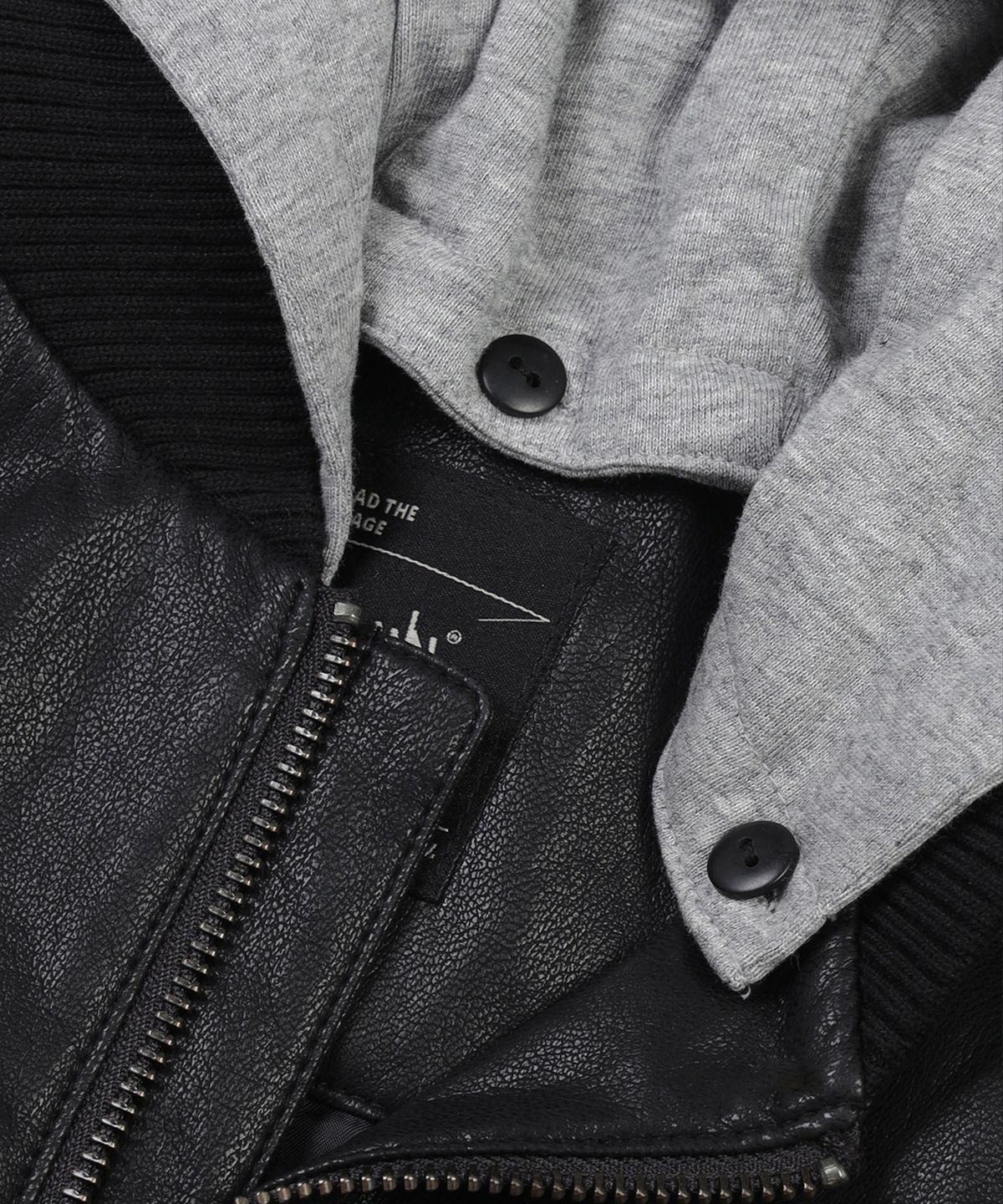브라운브레스 키즈(BROWNBREATH KIDS) KIDS LEATHER HOOD JACKET - BLACK