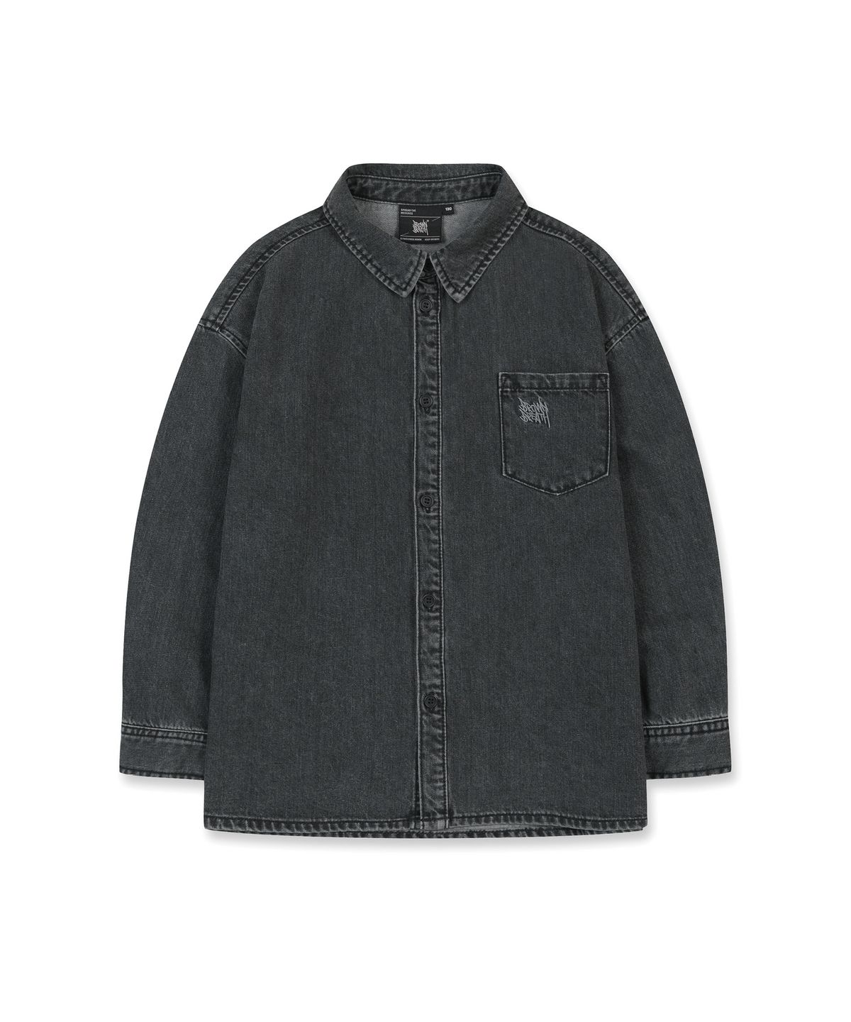 브라운브레스 키즈(BROWNBREATH KIDS) KIDS TAG DENIM SHIRTS - DARK GREY