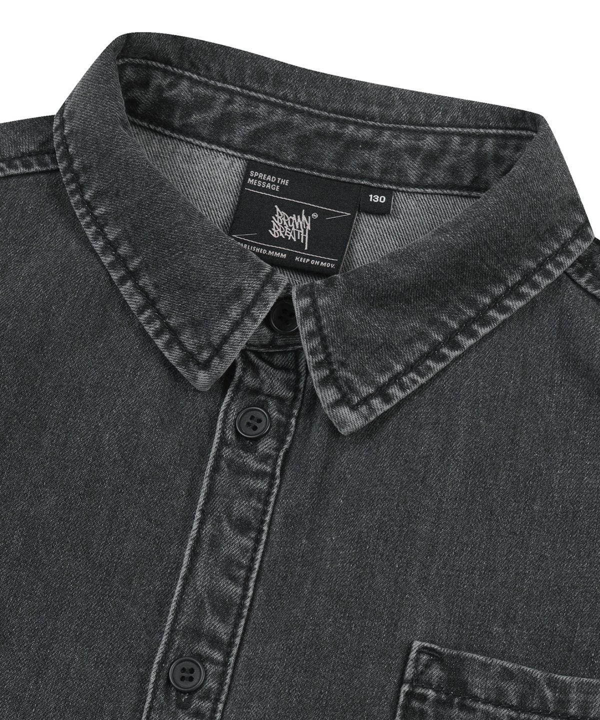 브라운브레스 키즈(BROWNBREATH KIDS) KIDS TAG DENIM SHIRTS - DARK GREY