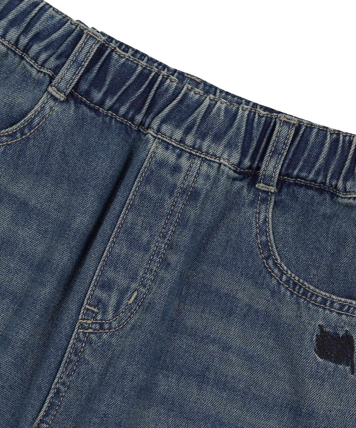 브라운브레스 키즈(BROWNBREATH KIDS) KIDS TAG CURVED DENIM PANTS - BLUE