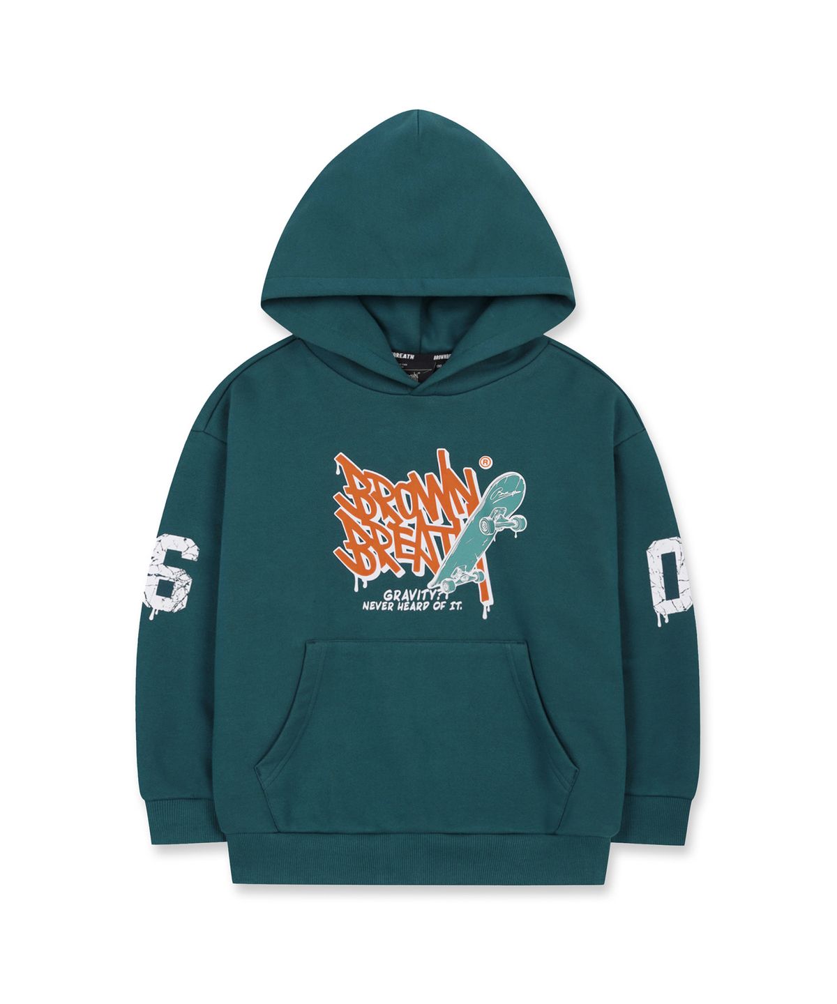 브라운브레스 키즈(BROWNBREATH KIDS) KIDS SKATEBOARD GRAPHIC HOODIE - DARK GREEN