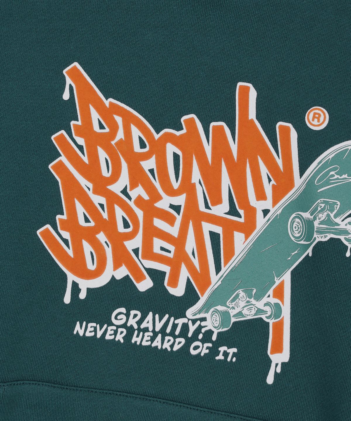 브라운브레스 키즈(BROWNBREATH KIDS) KIDS SKATEBOARD GRAPHIC HOODIE - DARK GREEN