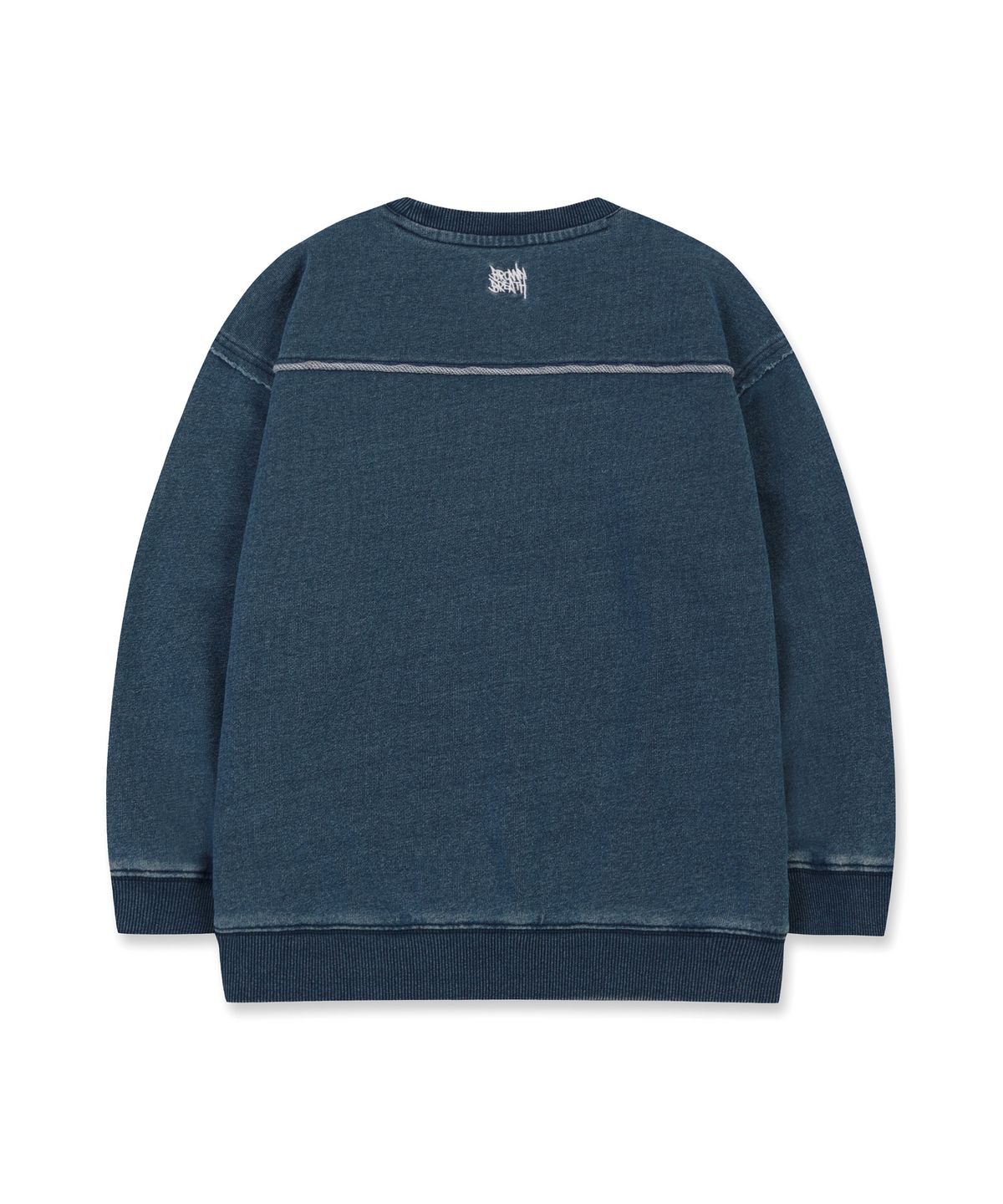 브라운브레스 키즈(BROWNBREATH KIDS) KIDS DENIM RAW CUT CREWNECK - NAVY