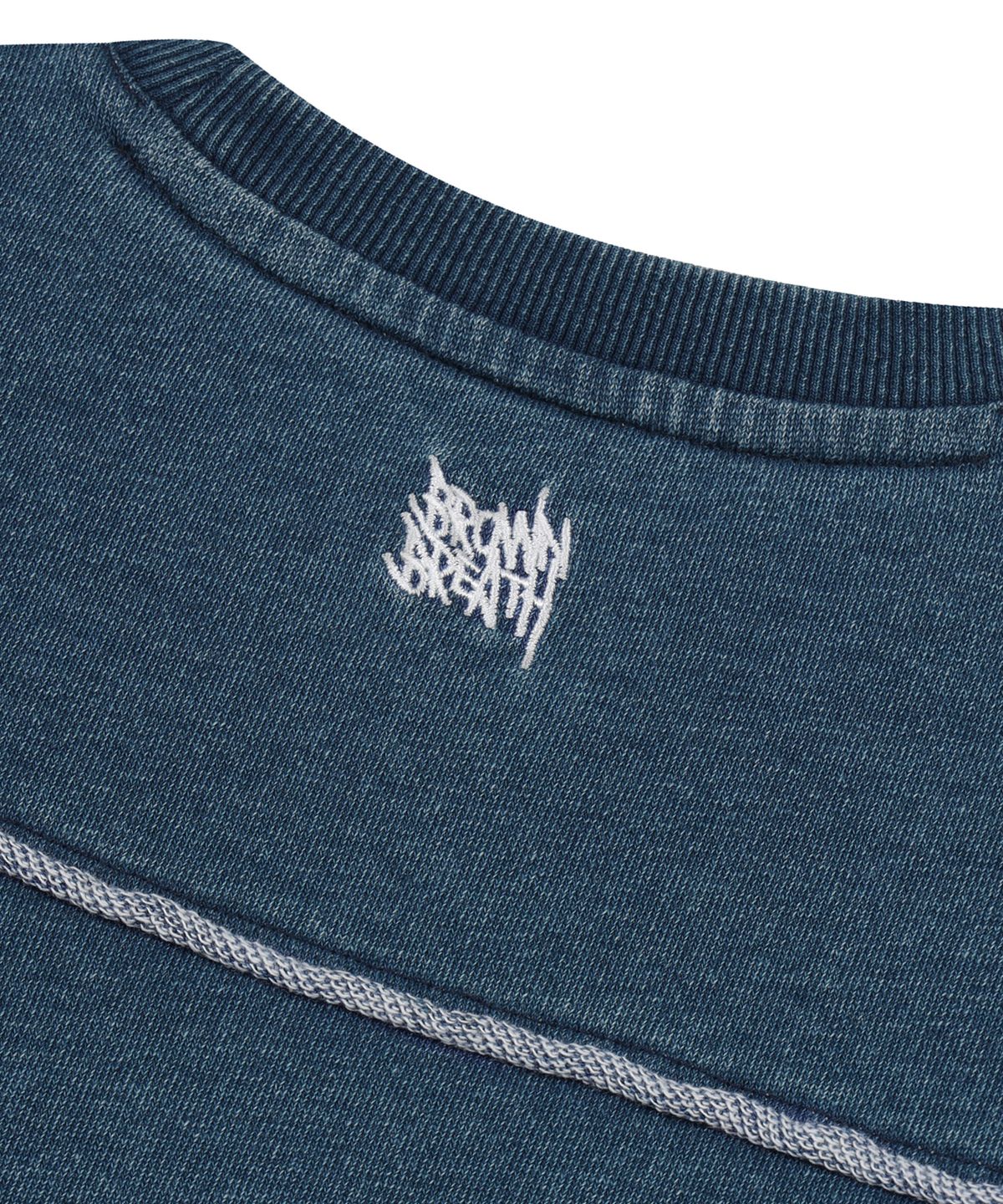 브라운브레스 키즈(BROWNBREATH KIDS) KIDS DENIM RAW CUT CREWNECK - NAVY