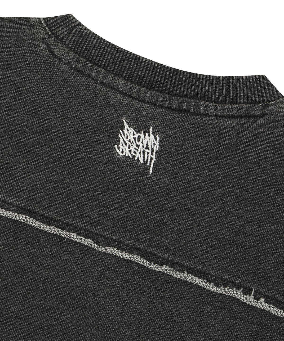 브라운브레스 키즈(BROWNBREATH KIDS) KIDS DENIM RAW CUT CREWNECK - DARK GREY