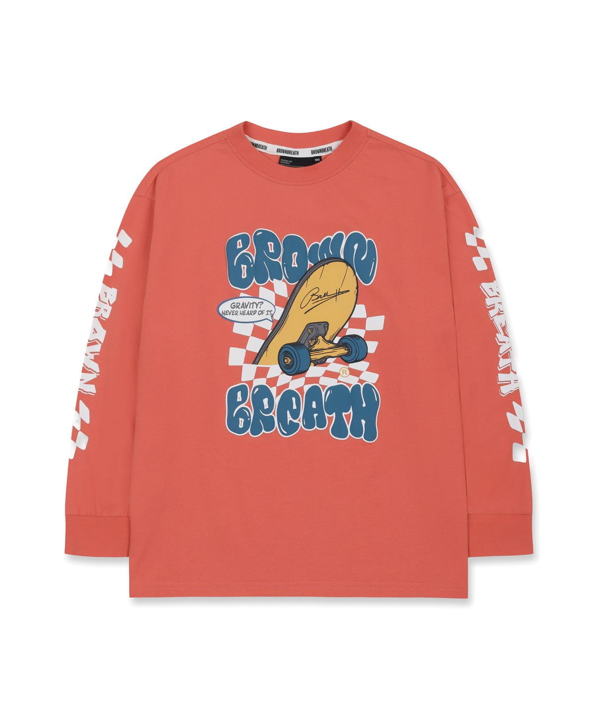 브라운브레스 키즈(BROWNBREATH KIDS) KIDS CHECKER BOARD LONG SLEEVE - RED ORANGE