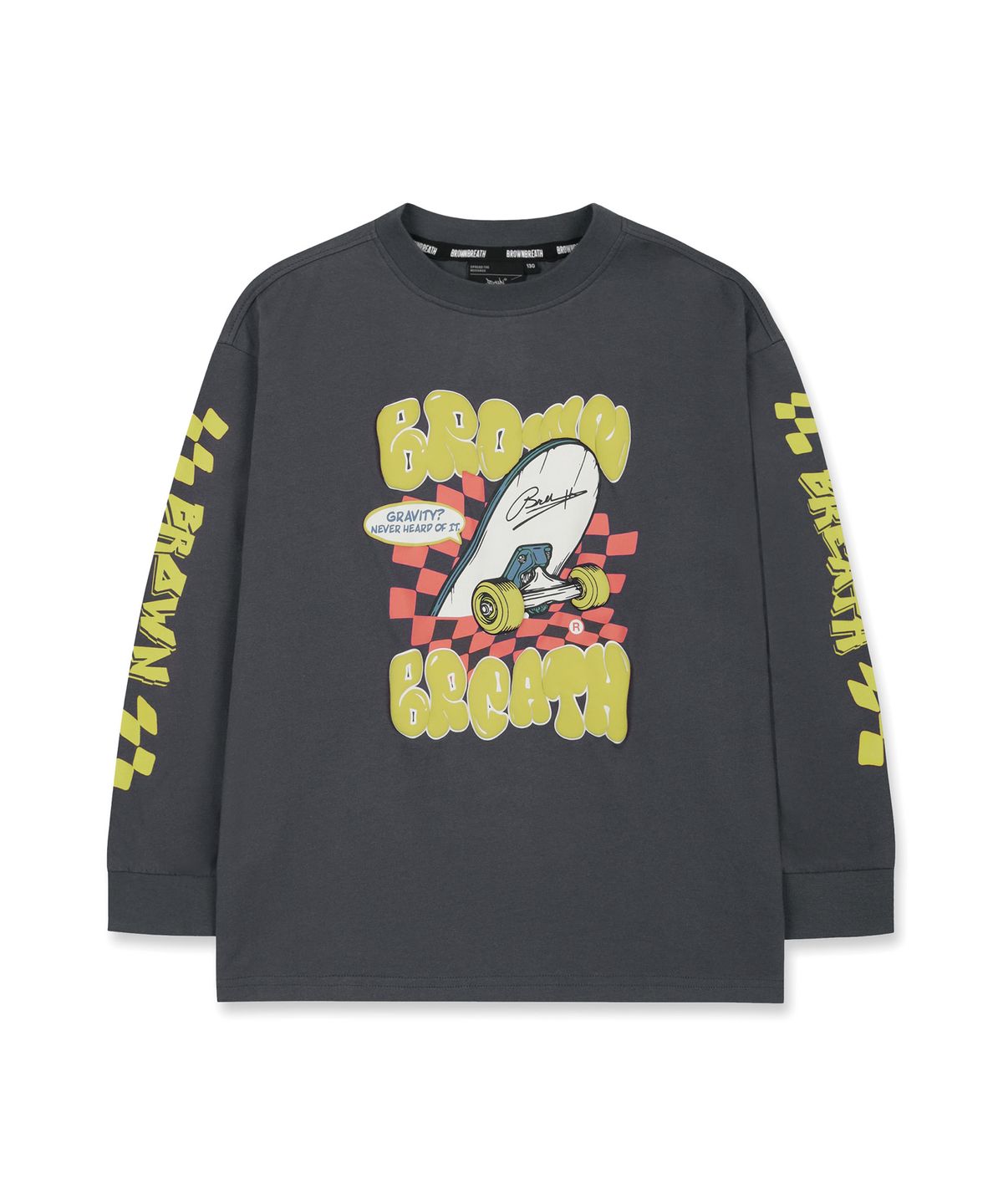 브라운브레스 키즈(BROWNBREATH KIDS) KIDS CHECKER BOARD LONG SLEEVE - DARK GREY