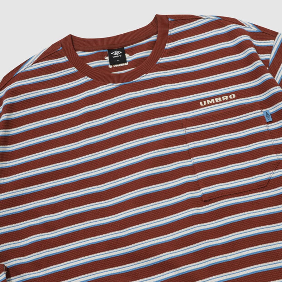 엄브로(UMBRO) 코튼 와플 스트라이프 긴팔 티셔츠 딥레드 UR321CRL93
