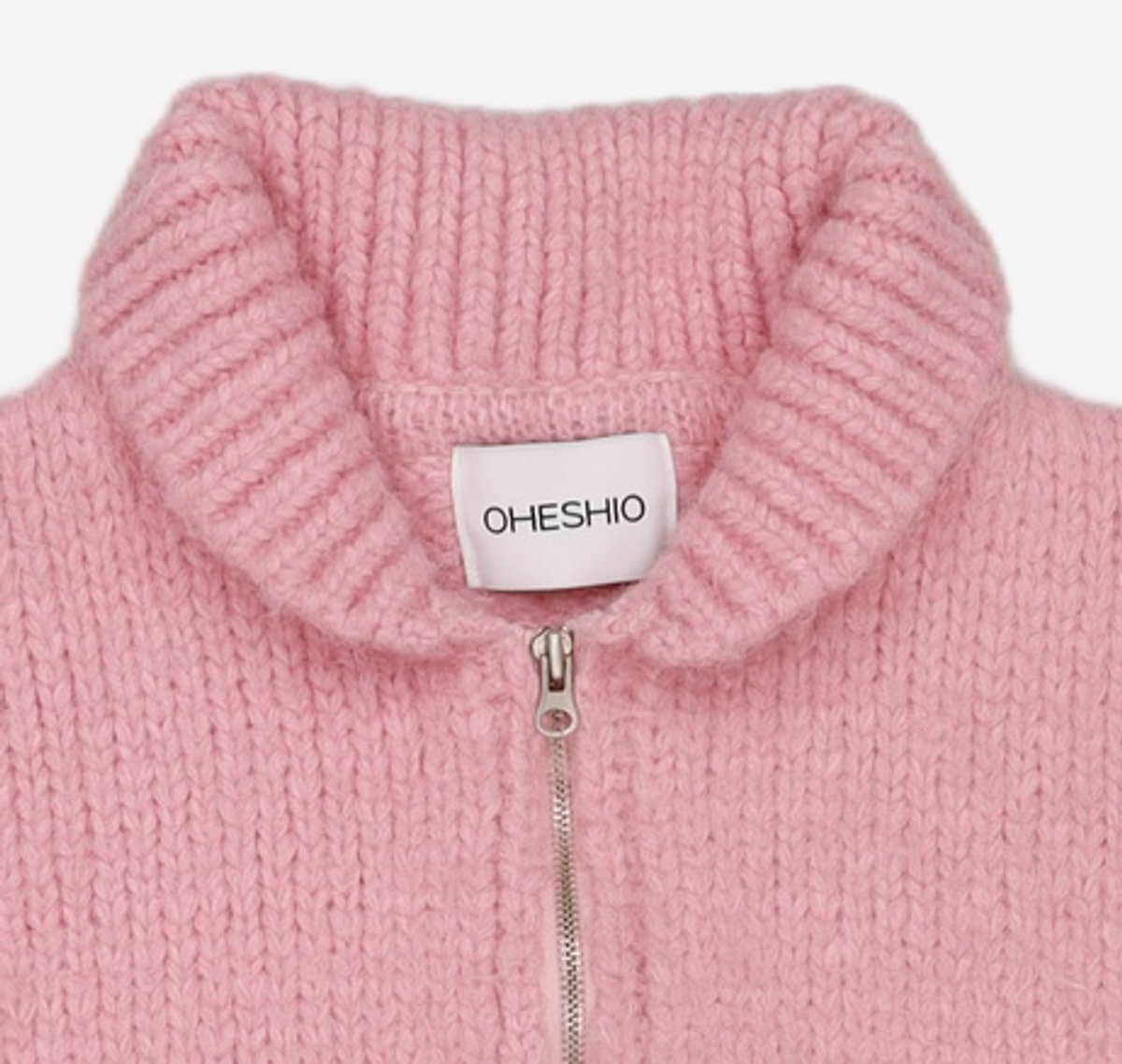 오헤시오(OHESHIO) collar two way zip-up cardigan (Pink) XL