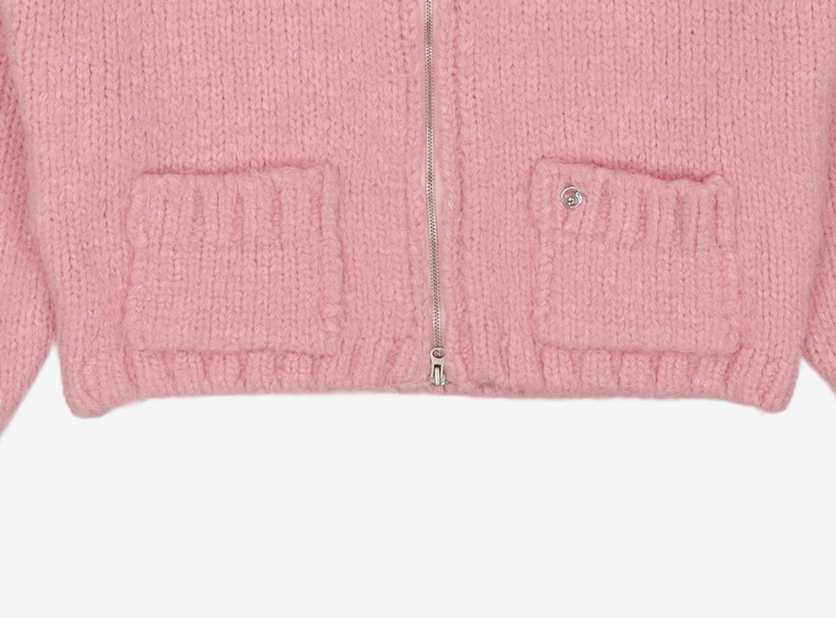 오헤시오(OHESHIO) collar two way zip-up cardigan (Pink) XL