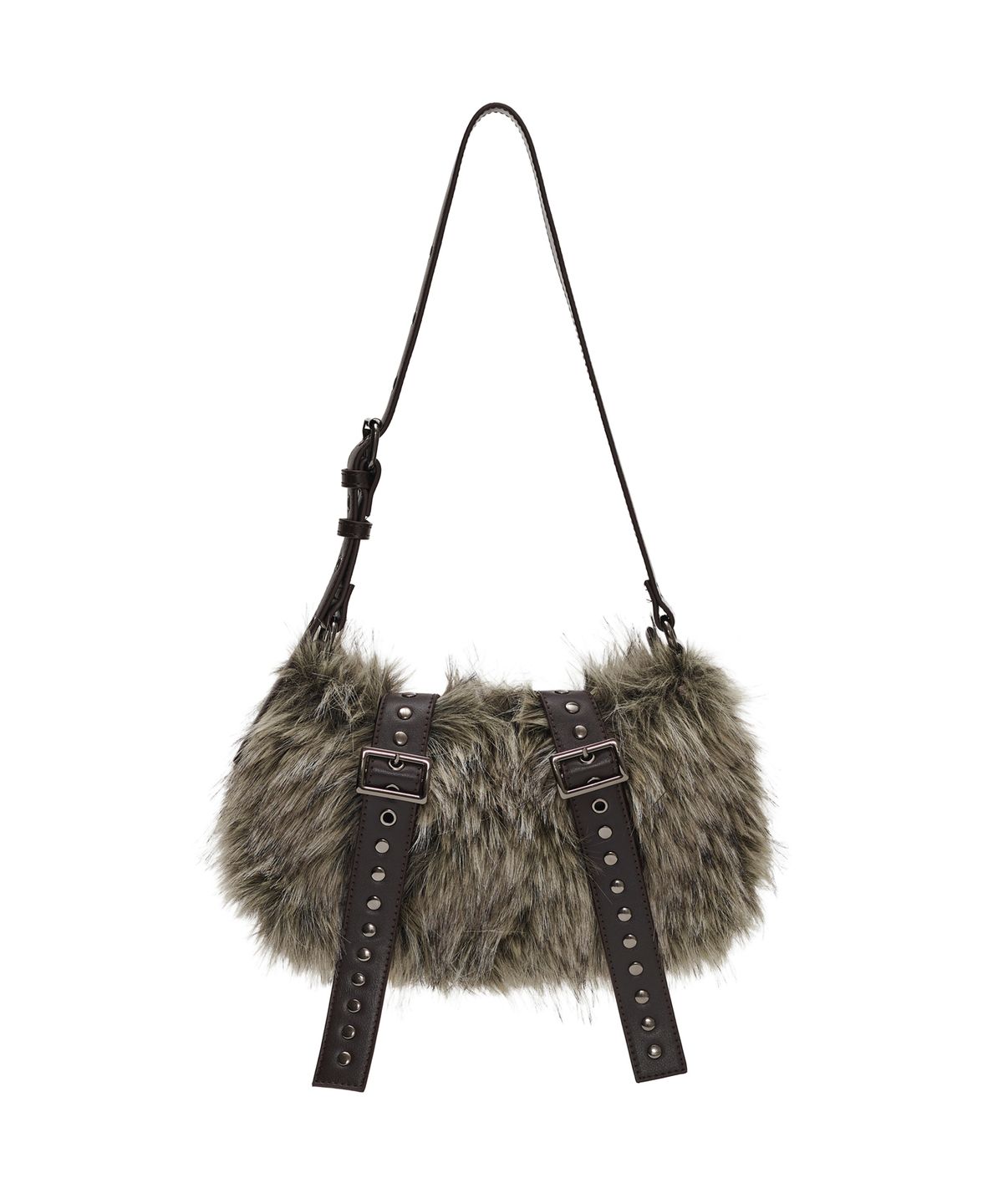 데프가먼츠(DEFGARMENTS) FUR DOUBLE BUCKLE DOT BAG [BEIGE]