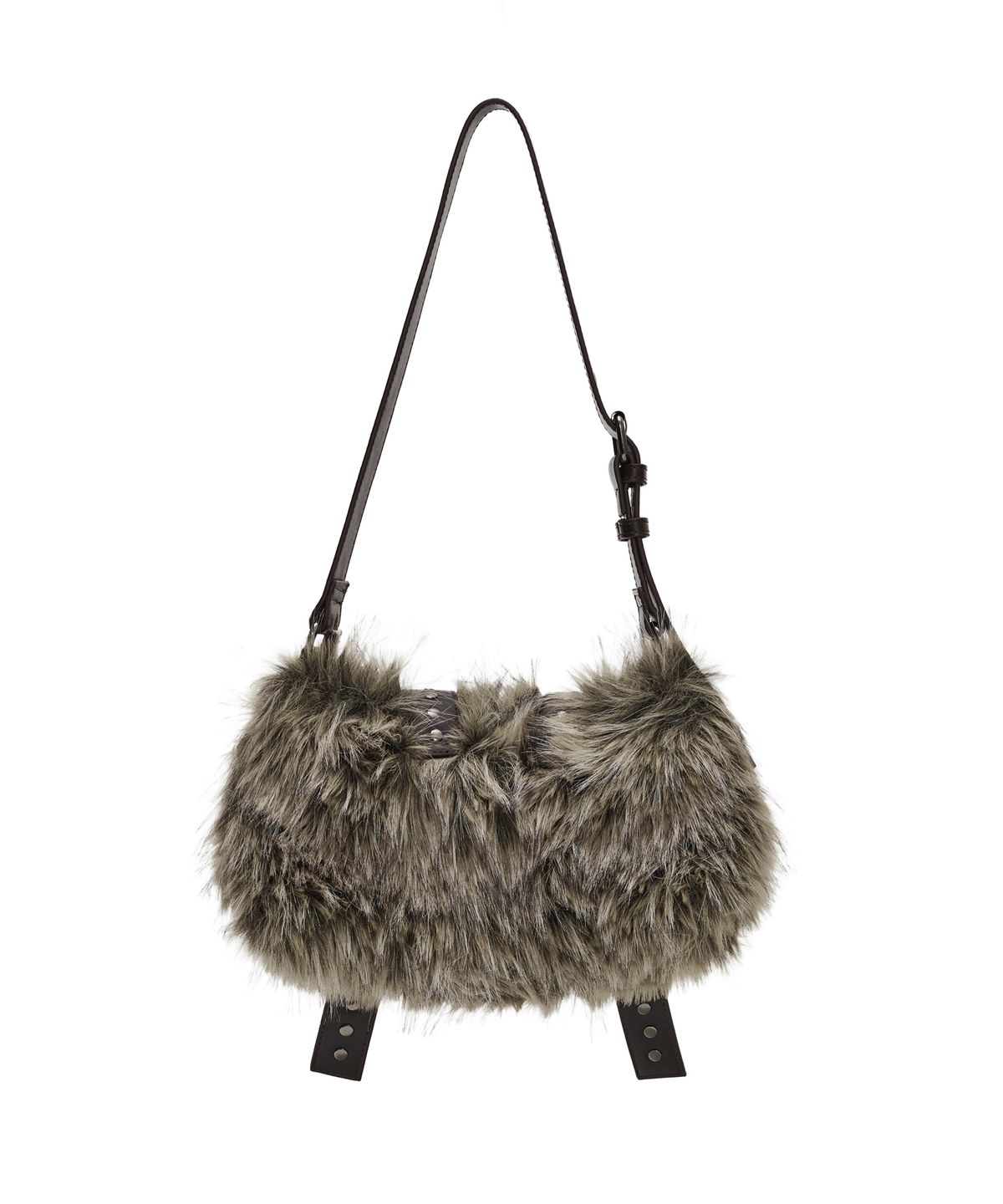 데프가먼츠(DEFGARMENTS) FUR DOUBLE BUCKLE DOT BAG [BEIGE]