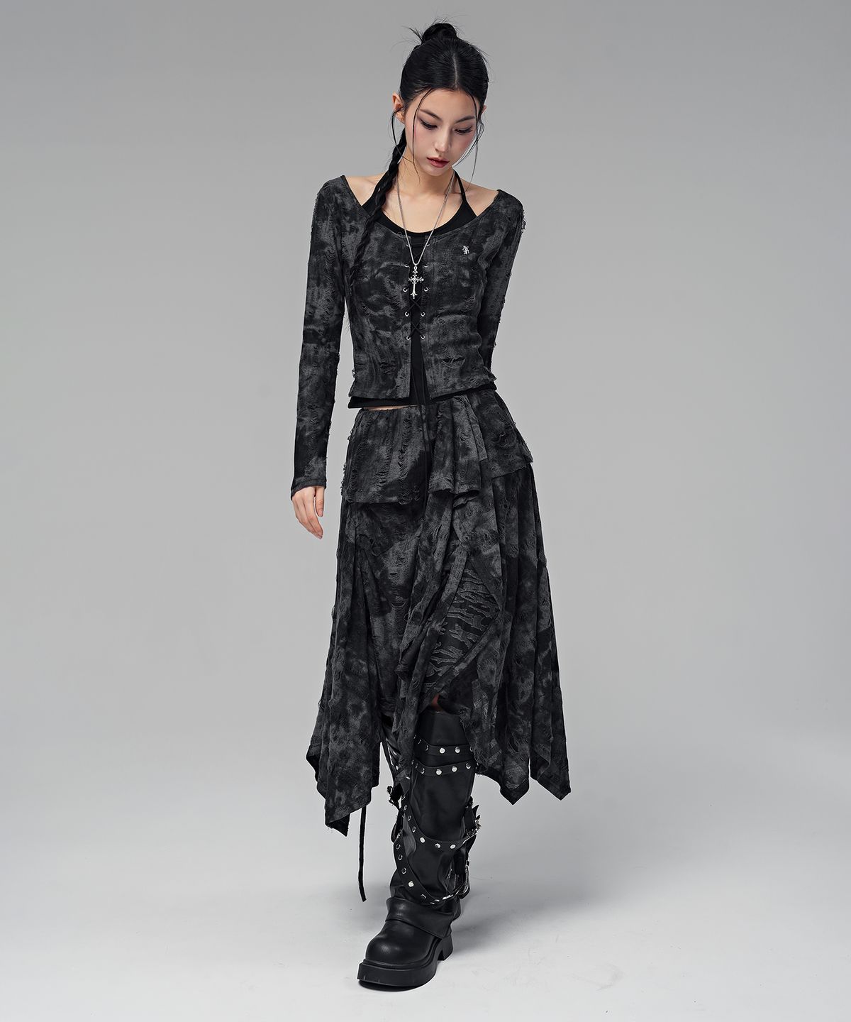 어반드레스(AVANDRESS) 셀리나 레이어드 스커트 BLACK