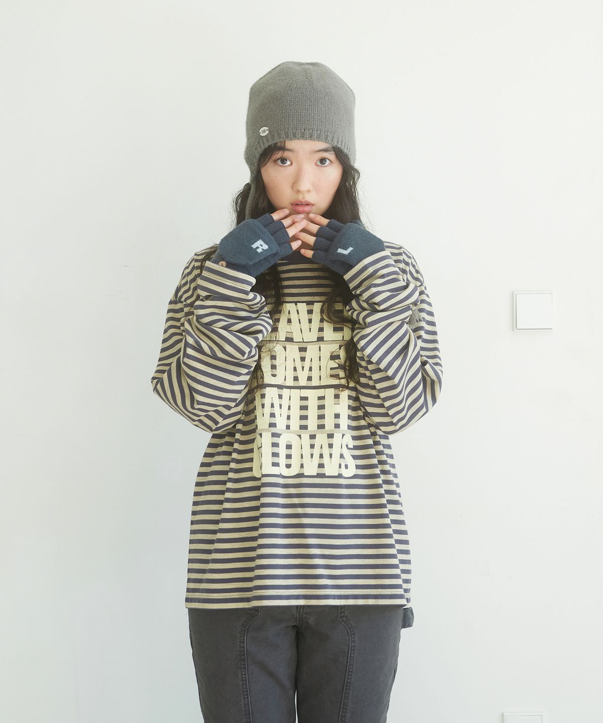 데프가먼츠(DEFGARMENTS) KNIT TWO-FOLD GLOVES [2COLOR]