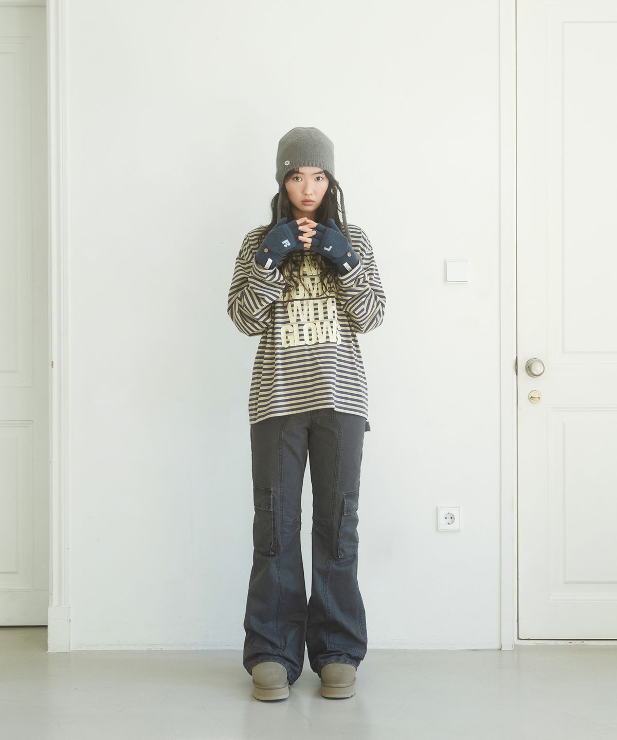 데프가먼츠(DEFGARMENTS) KNIT TWO-FOLD GLOVES [2COLOR]