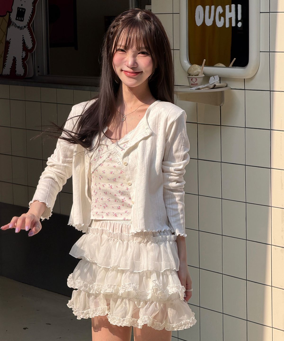 웬즈데이오아시스 포 우먼(WEDNESDAYOASISFORWOMEN) [무신사 에디션 X 세니] 소프트 웨이브 롱슬리브 카디건_IVORY