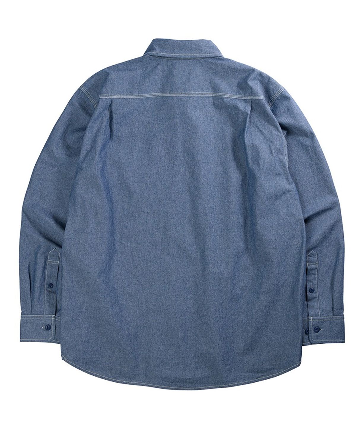 건지 울른스(Guernsey Woollens) 샴브레이 워크 셔츠 5.5oz - 제트 블루