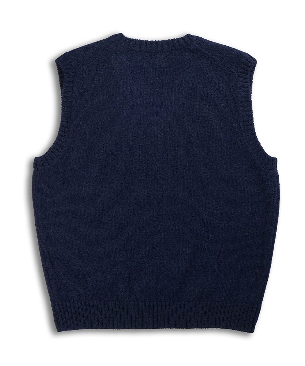 건지 울른스(Guernsey Woollens) 셔틀랜드울 브이넥 베스트 - 제트 네이비
