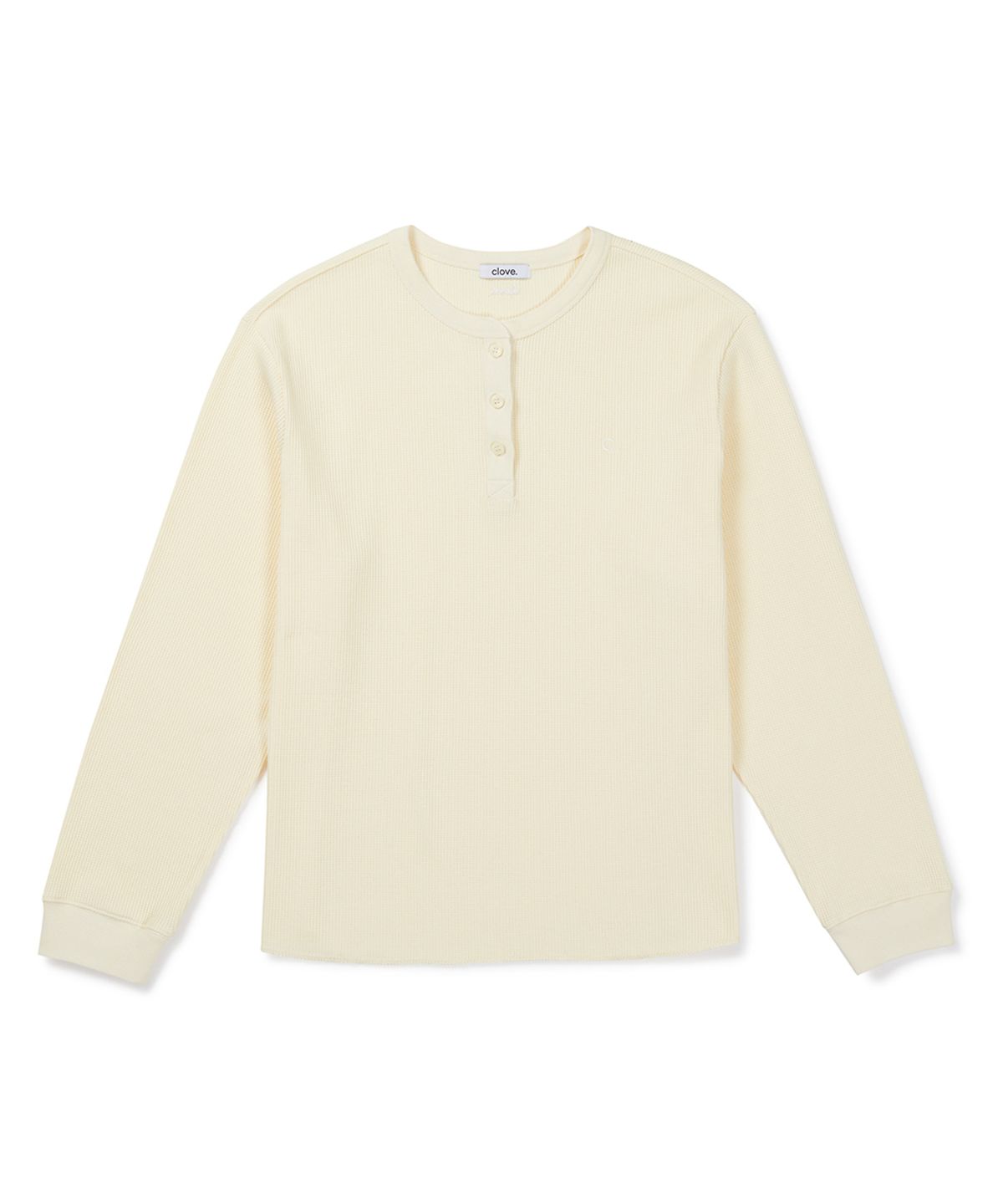 클로브(CLOVE) [26FW clove] Waffle Henley T-Shirt (Cream)