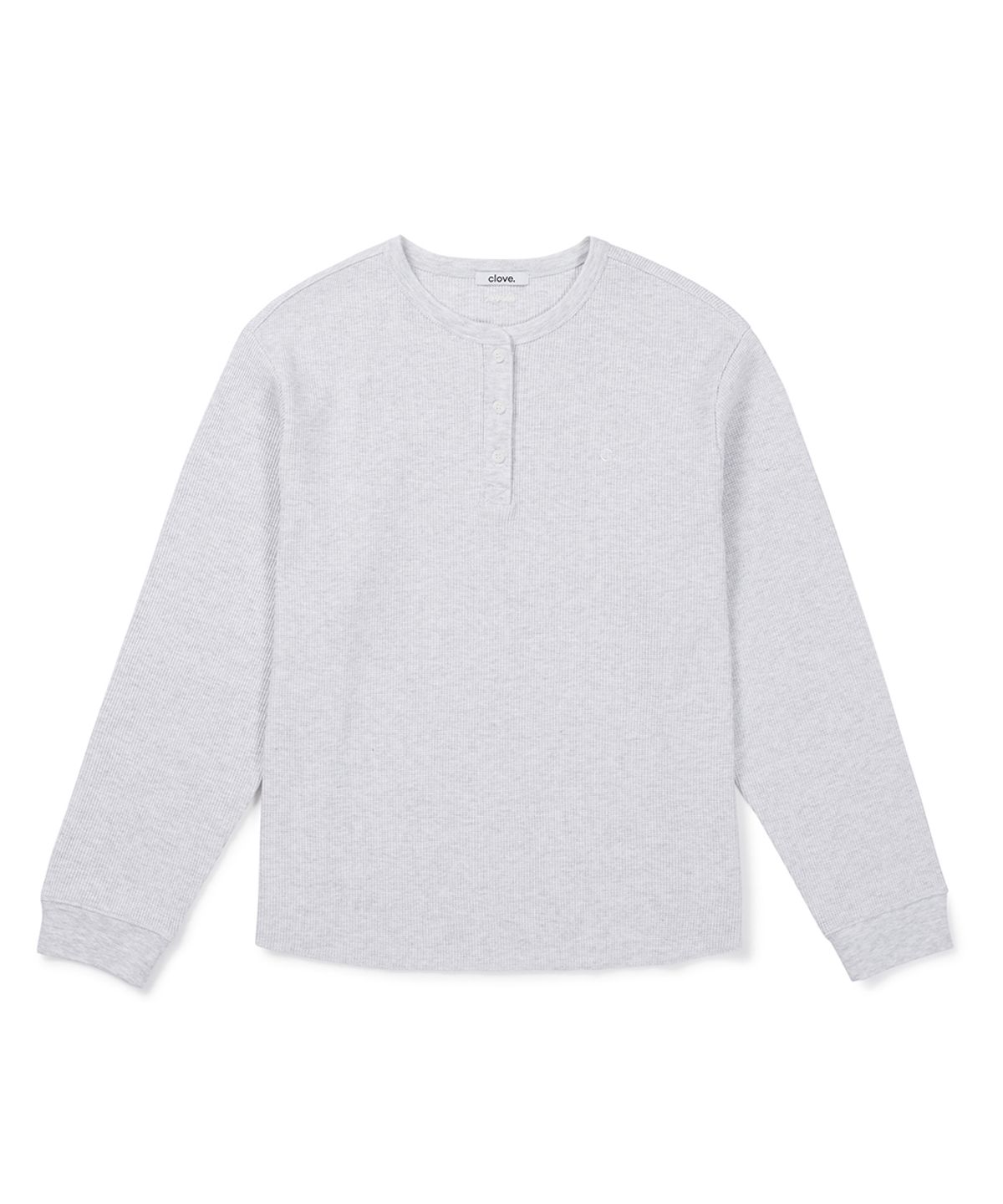 클로브(CLOVE) [26FW clove] Waffle Henley T-Shirt (Light Grey)