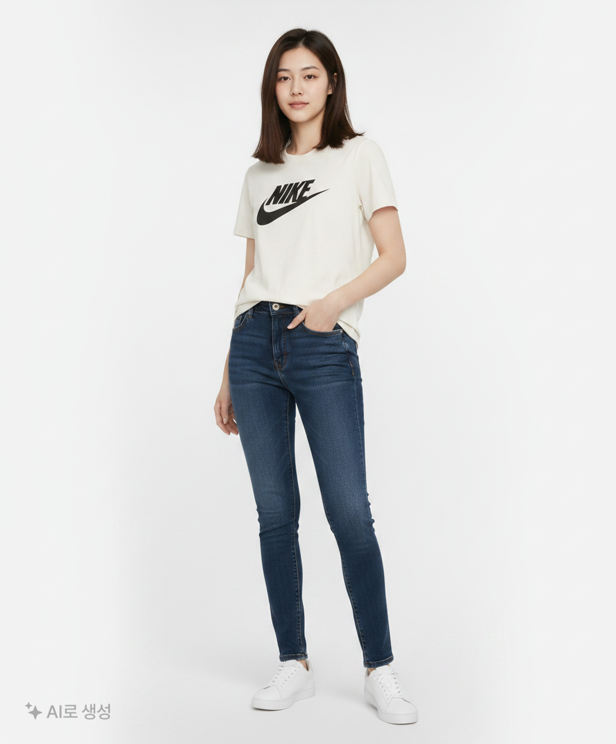 나이키(NIKE) 스포츠웨어 에센셜 로고 티셔츠 W - 화이트 / DX7907-100 S