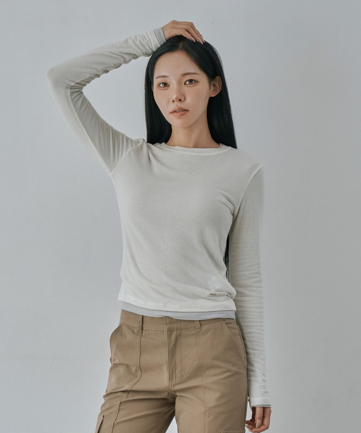 와르 포 우먼(WAARFORWOMAN) WT-96 마일드 캐시 티셔츠_아이보리