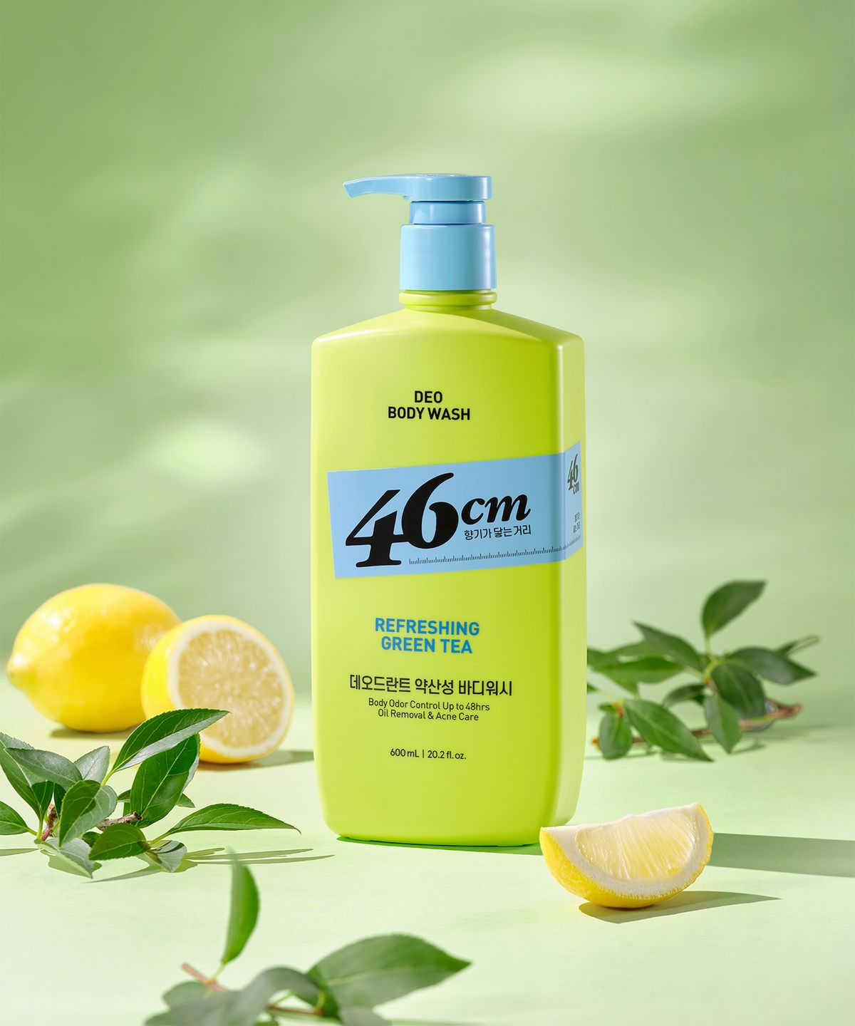 온더바디(ONTHEBODY) 46cm 체취솔루션 약산성 데오드란트 등드름 바디워시 리프레싱 그린티향 600ml